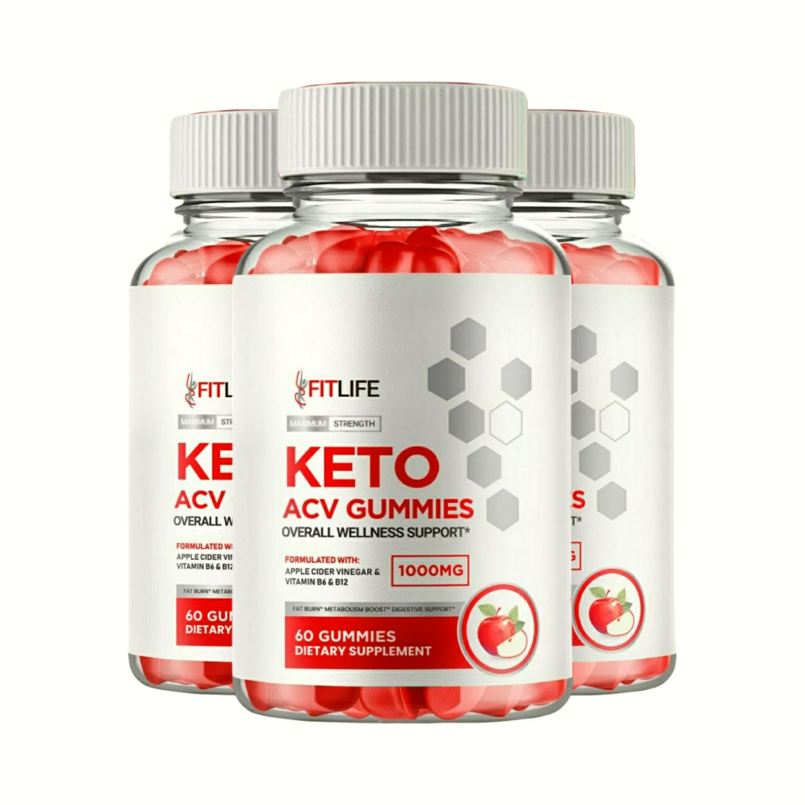 3-Pack FitLife Keto ACV Gummies, Fit Life Weight Loss Supplement - 180 Gummies
