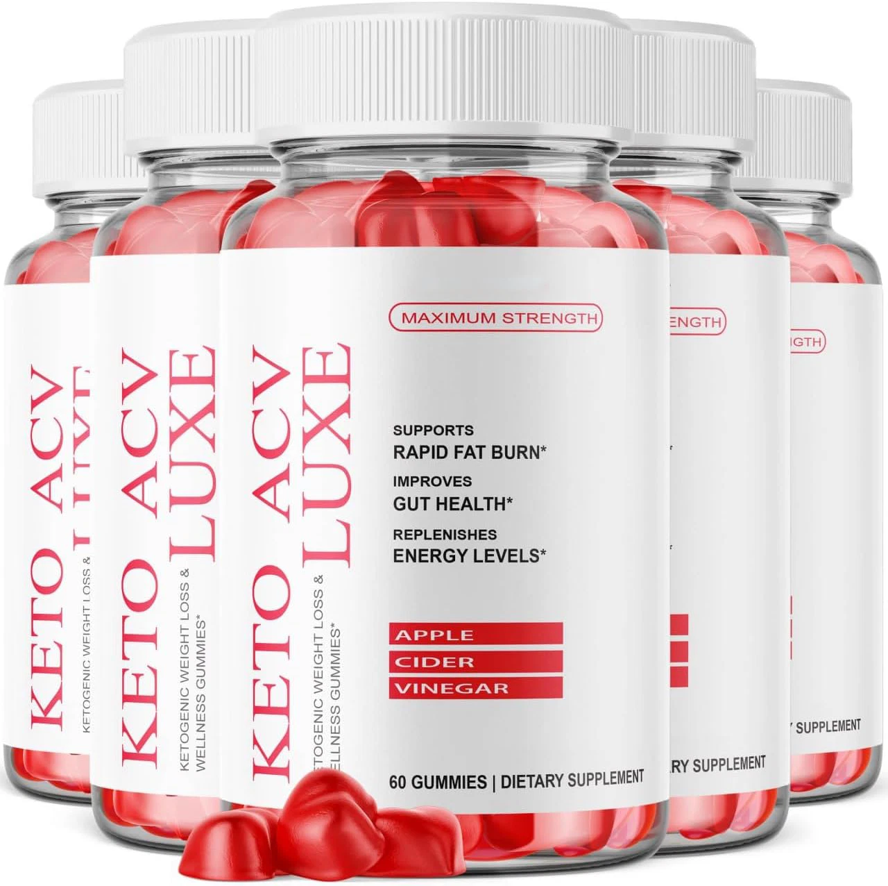 (5 Pack) Luxe Keto ACV Gummies, Luxe Apple Cider Vinegar Gummies (300 Gummies)