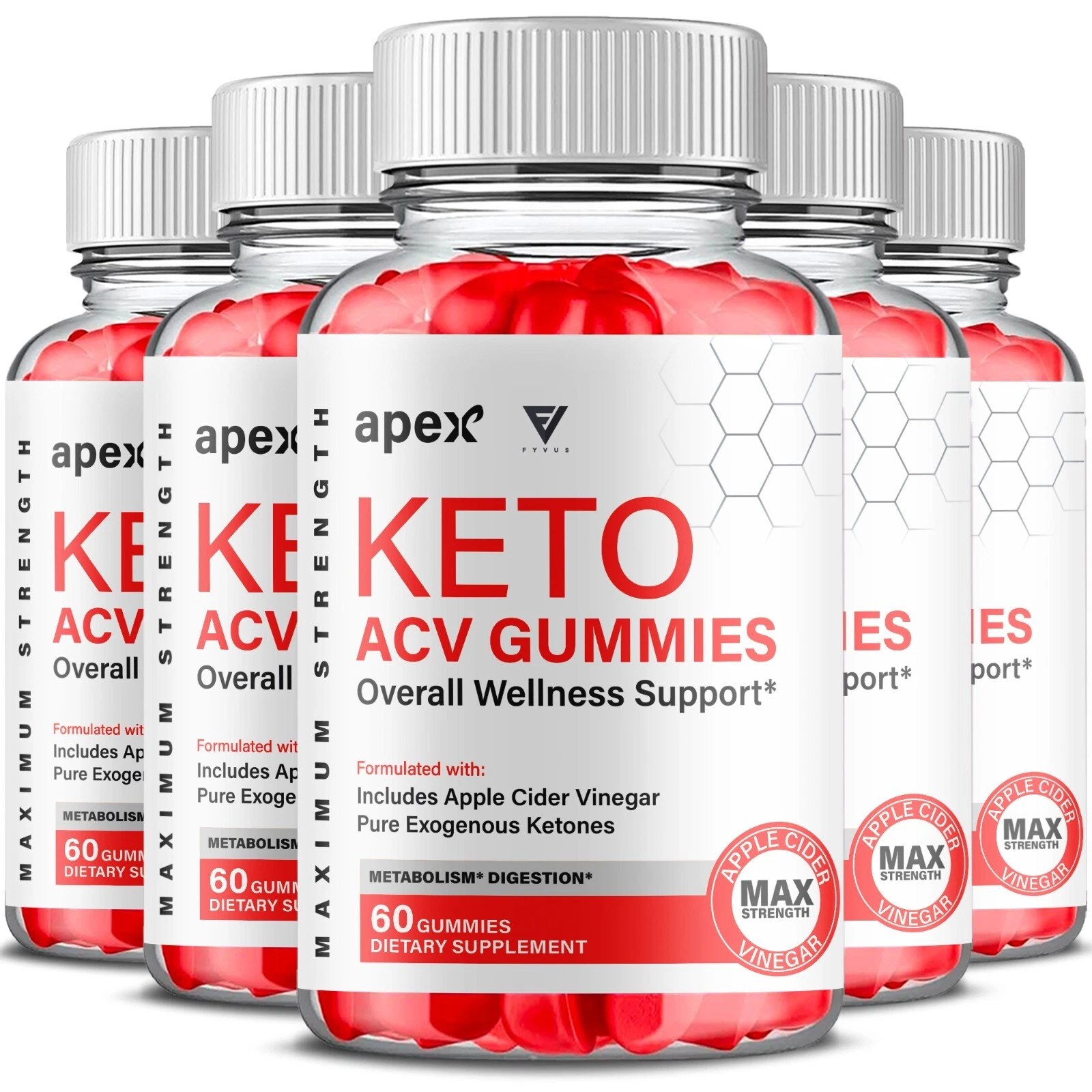 (5 Pack) Apex Keto ACV Advanced Weight Loss Support Supplement (300 Gummies)