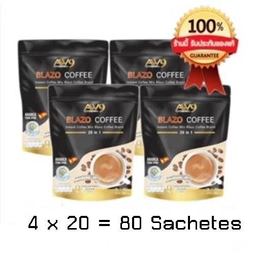4x 인스턴트 블레이즈 커피 29 in 1 항산화 아라비카 슬리밍 셰이프 헬시 20 사