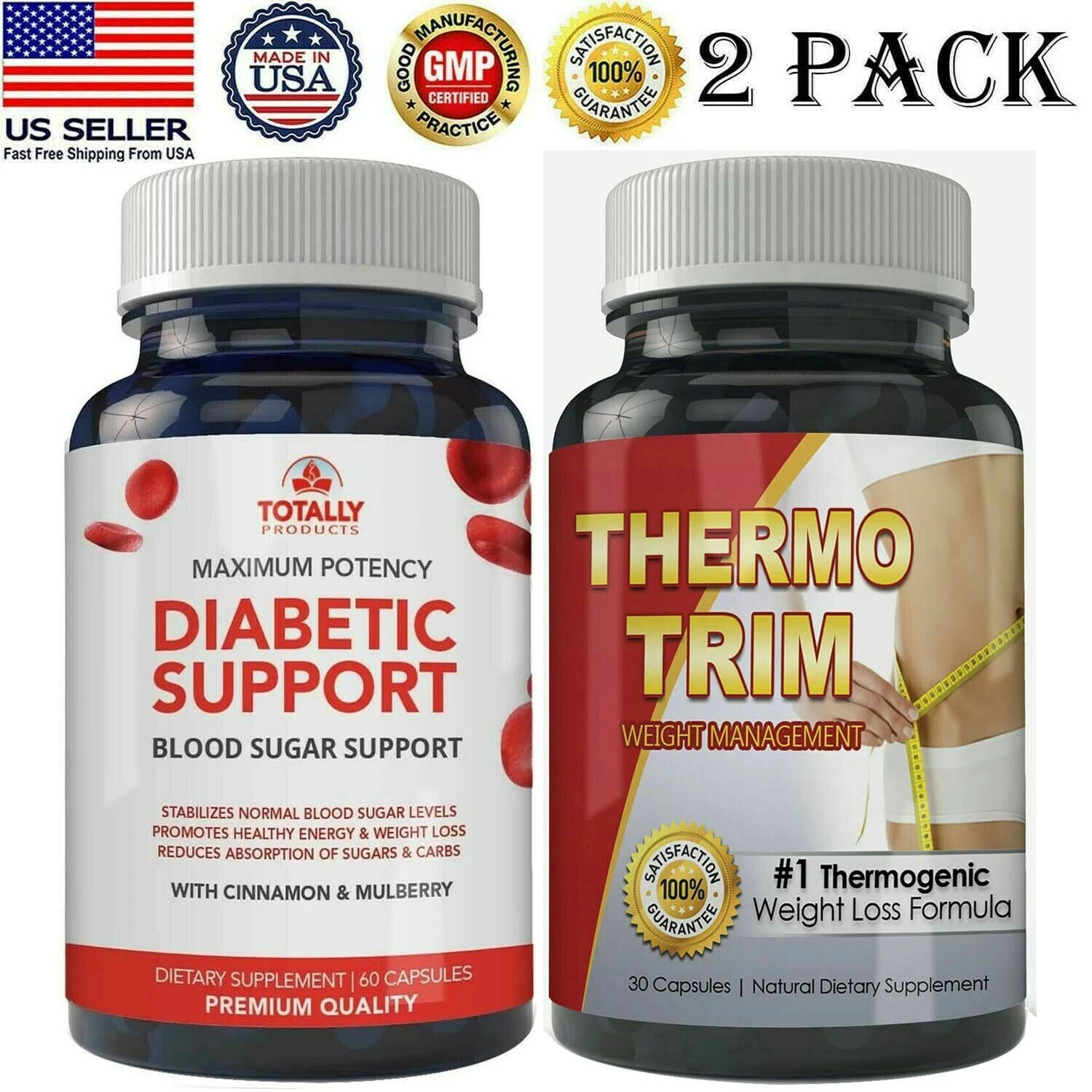 Thermogenic Fat Burner Diet Pills Support Blood Sugar Supplement Caps