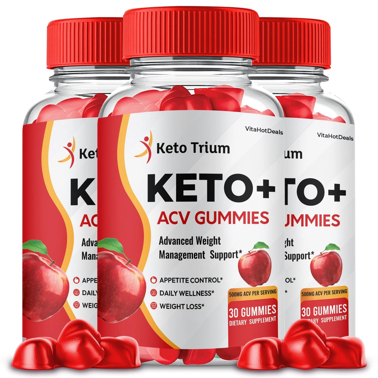 Keto Trium ACV Gummies, Max Strength Formula, Dietary Supplement (3 Pack)