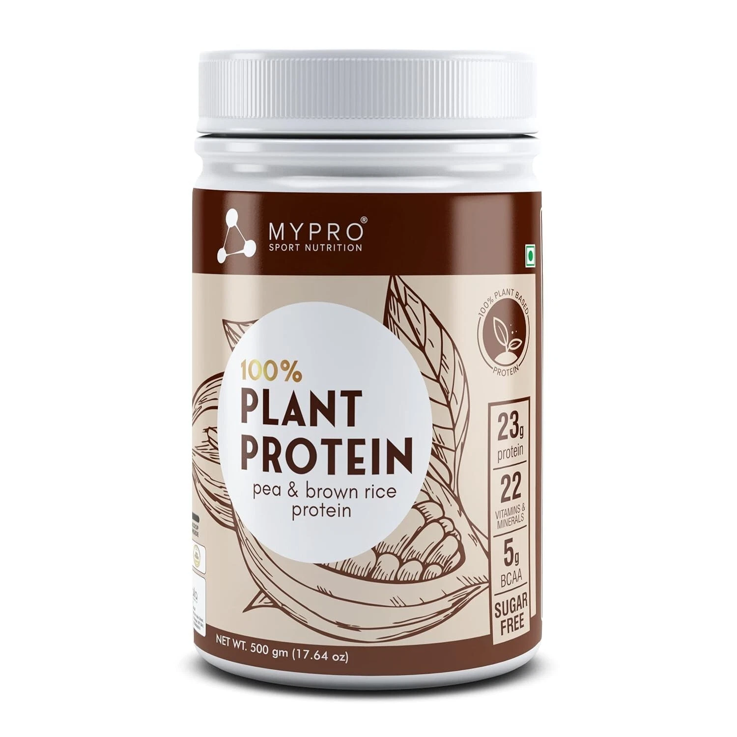 Mypro Sport Nutrition Plant Protein Powder Pea & Brown Rice Protein 500gm