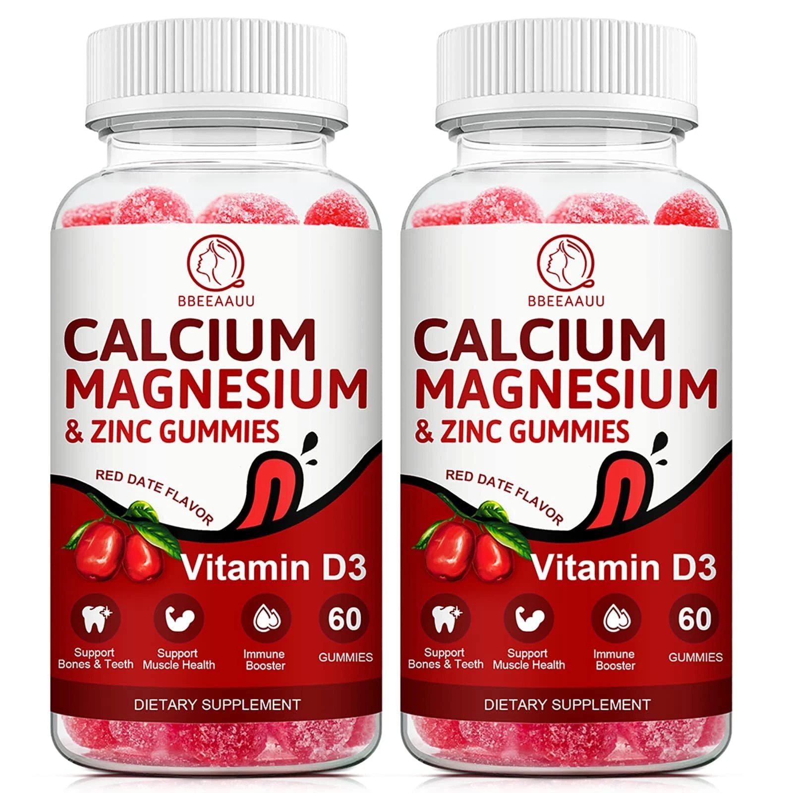 BBEEAAUU Calcium Magnesium Zinc & Vitamin D Gummies - 2 Pack | Vitamins for W...