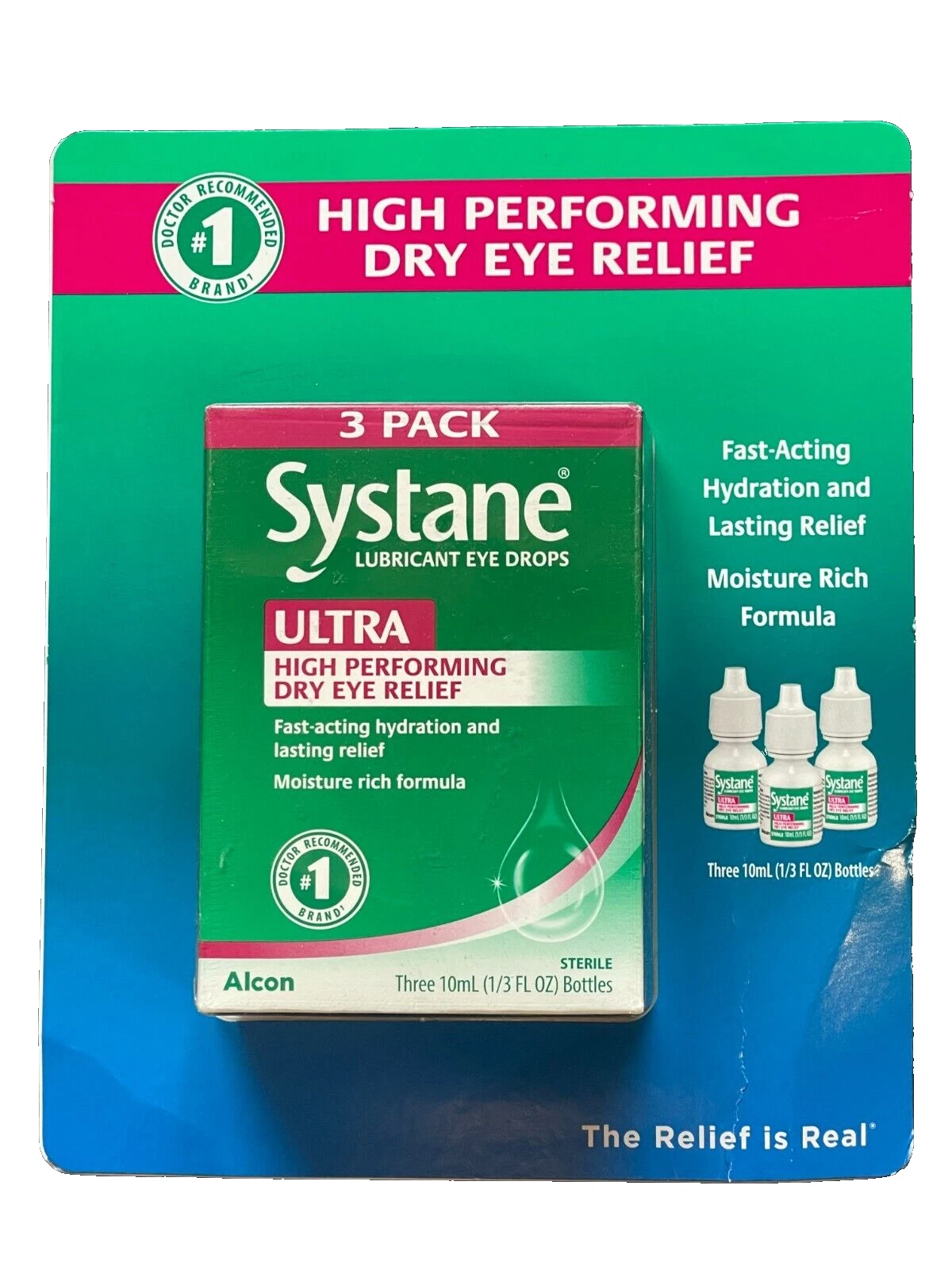 Systane 3x10mL ULTRA Lubricant Eye Drops (30 mL), EXP 6/2027