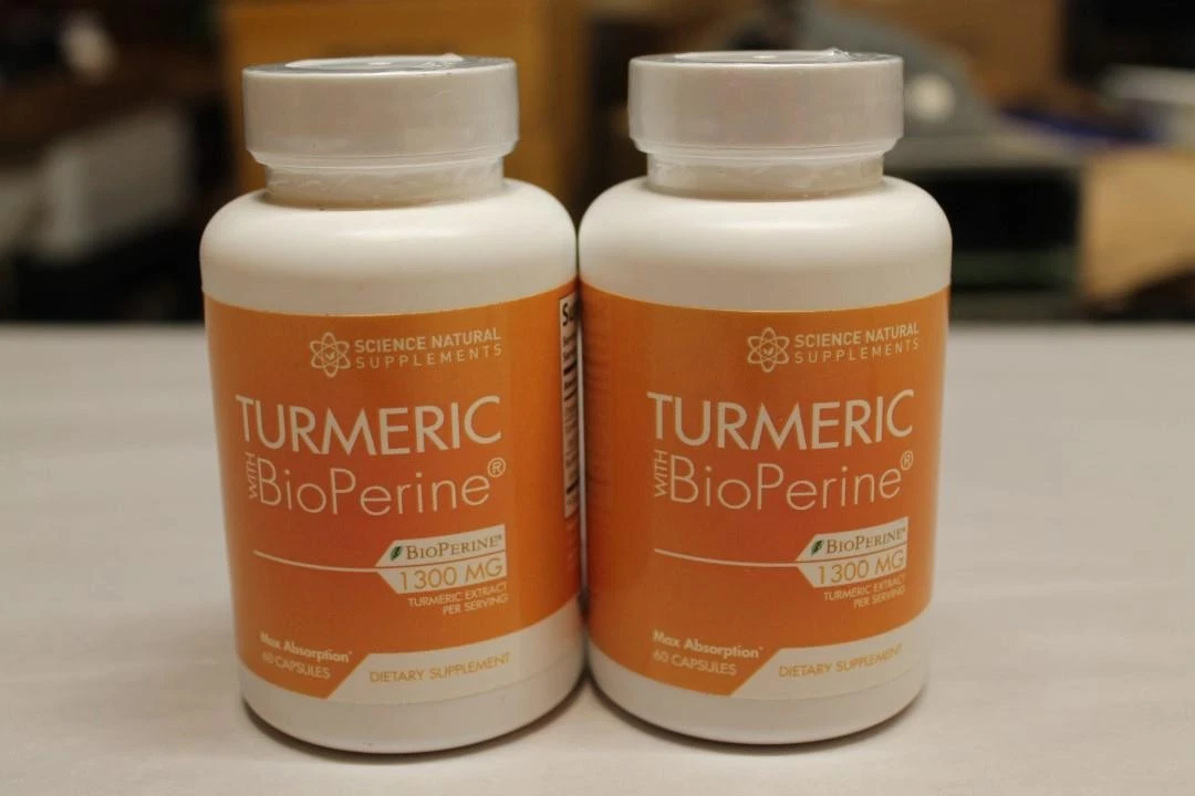 Lot of 2 Science Natural Turmeric BioPerine 1300mg 60 Veggie Caps 07/2026 NEW ^