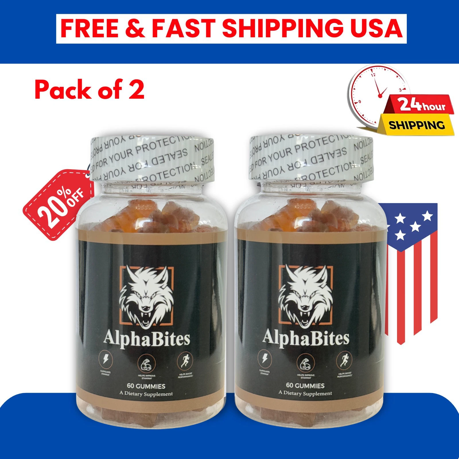 Alpha Bites Gummies AlphaBites Max Performance Gummy (1 Month Supply)-2PC