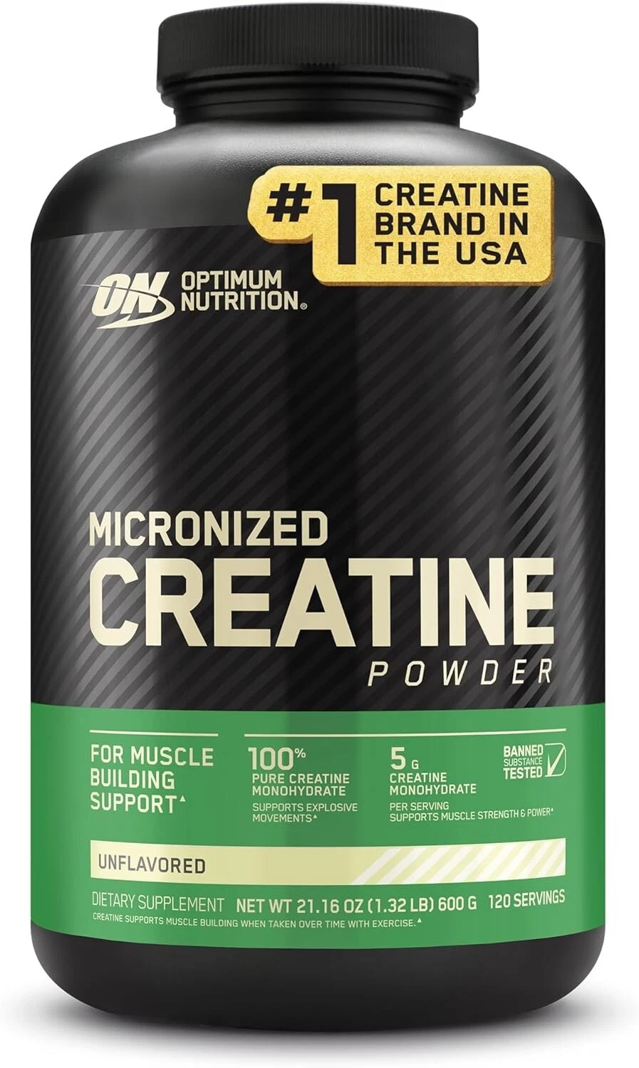 Optimum Nutrition Creatine Monohydrate 120 Servings (600g) – Unflavored Powder