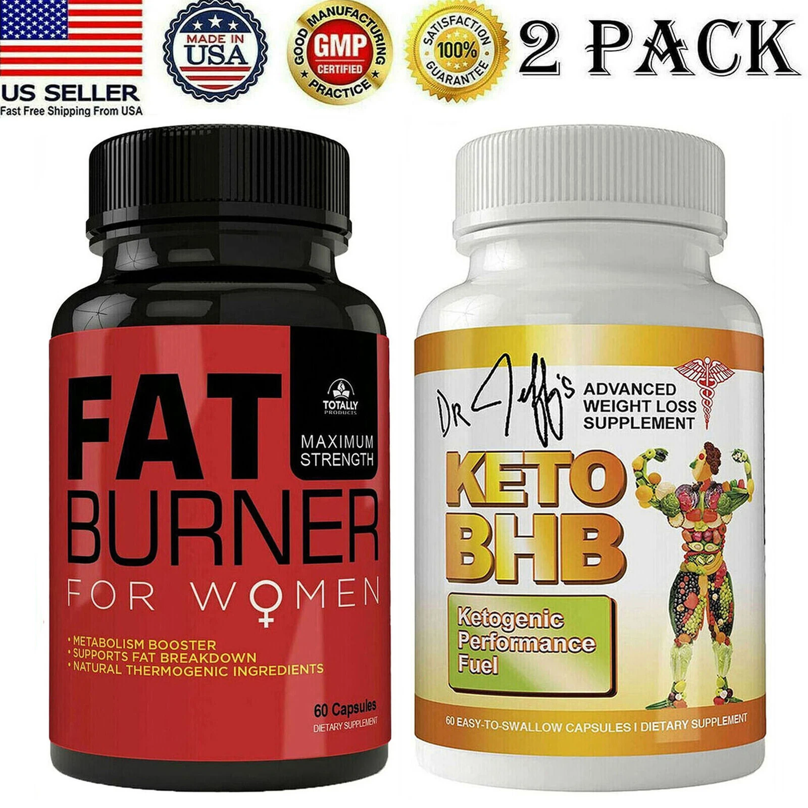 Womens Fat Burner Metabolism Booster Pills Keto BHB Weight Loss Diet Supplements