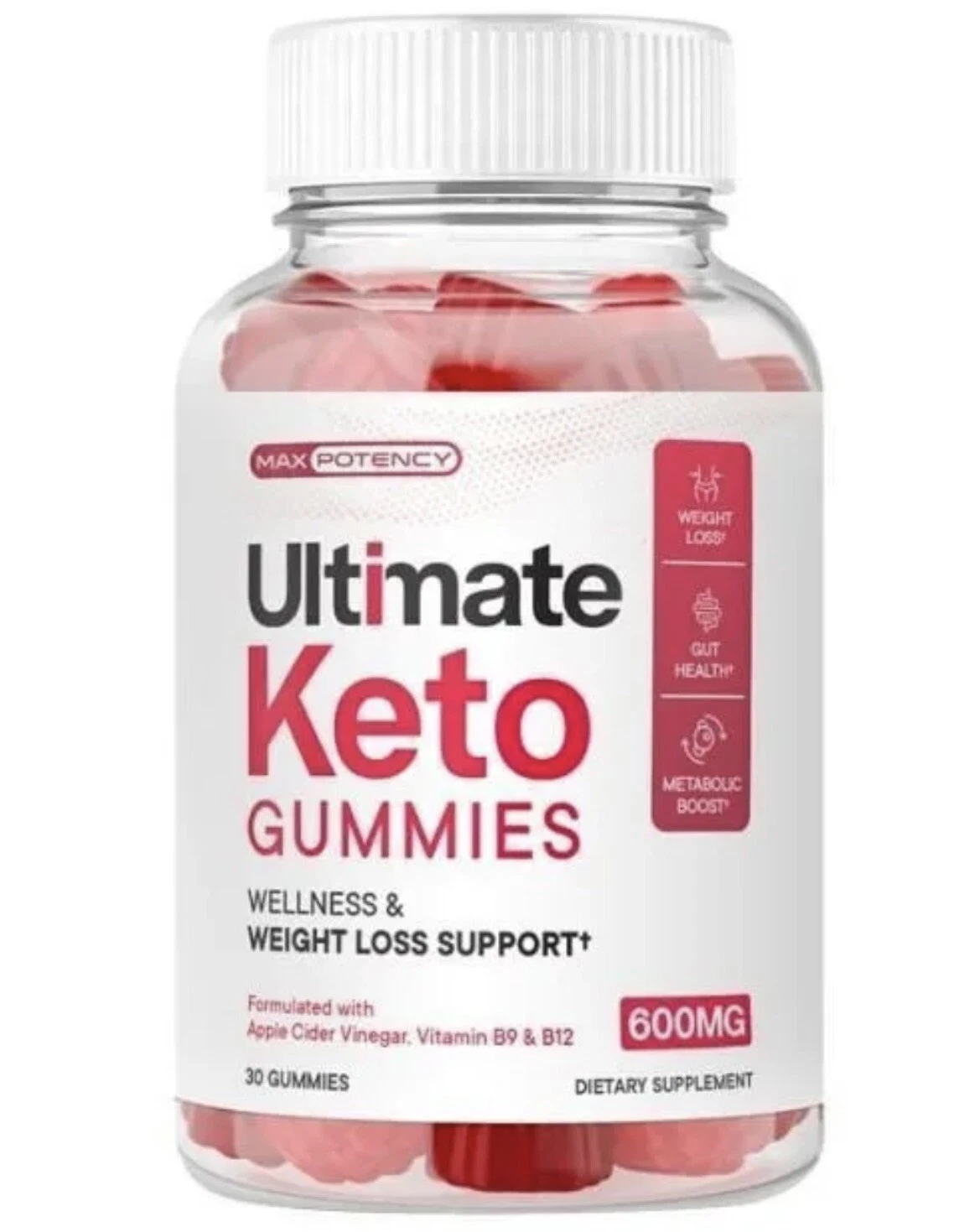 Ultimate Keto ACV Gummies, 30 Gummies, Weight Loss, One Month Supply