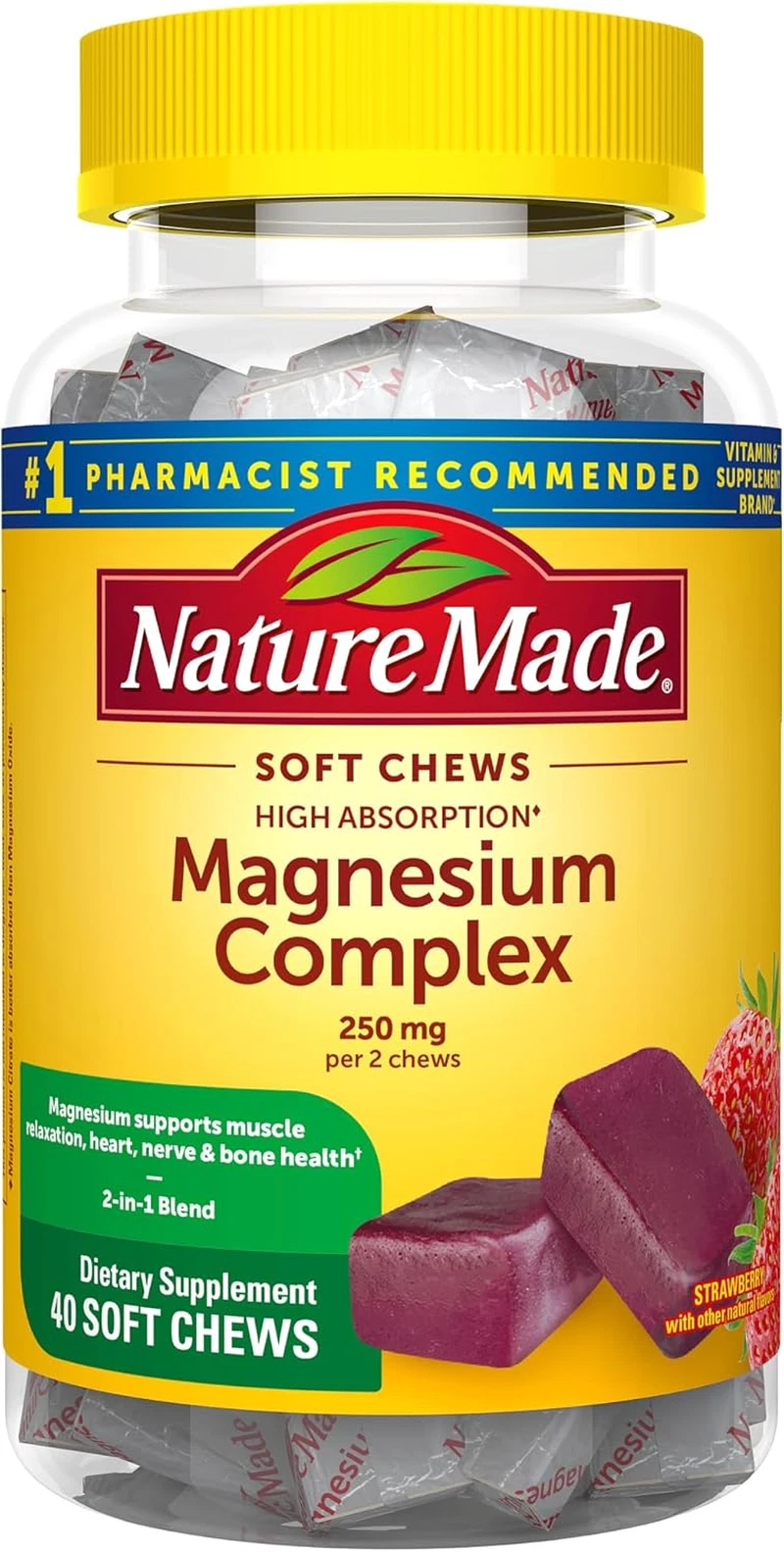 Nature Made High Absorption Magnesium Complex Soft Chews, Citrate Malate, 250mg