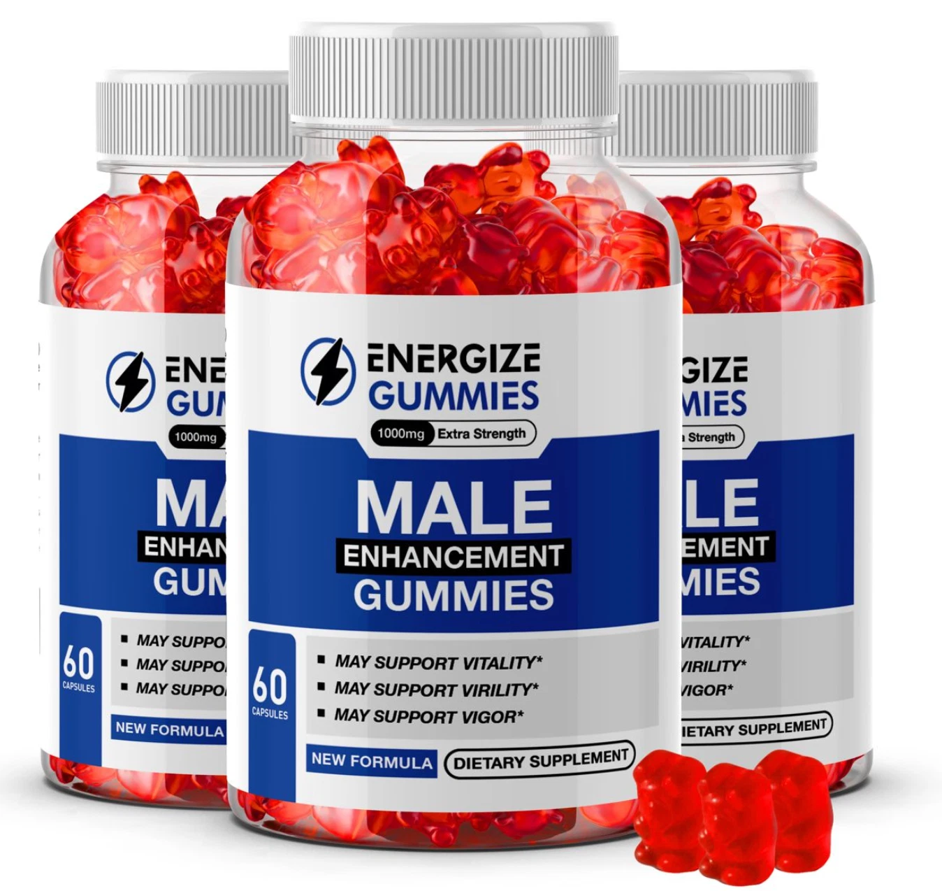 (3 Pack) Energize Male Gummies, Gummy for Men to Support Vitality and Virility