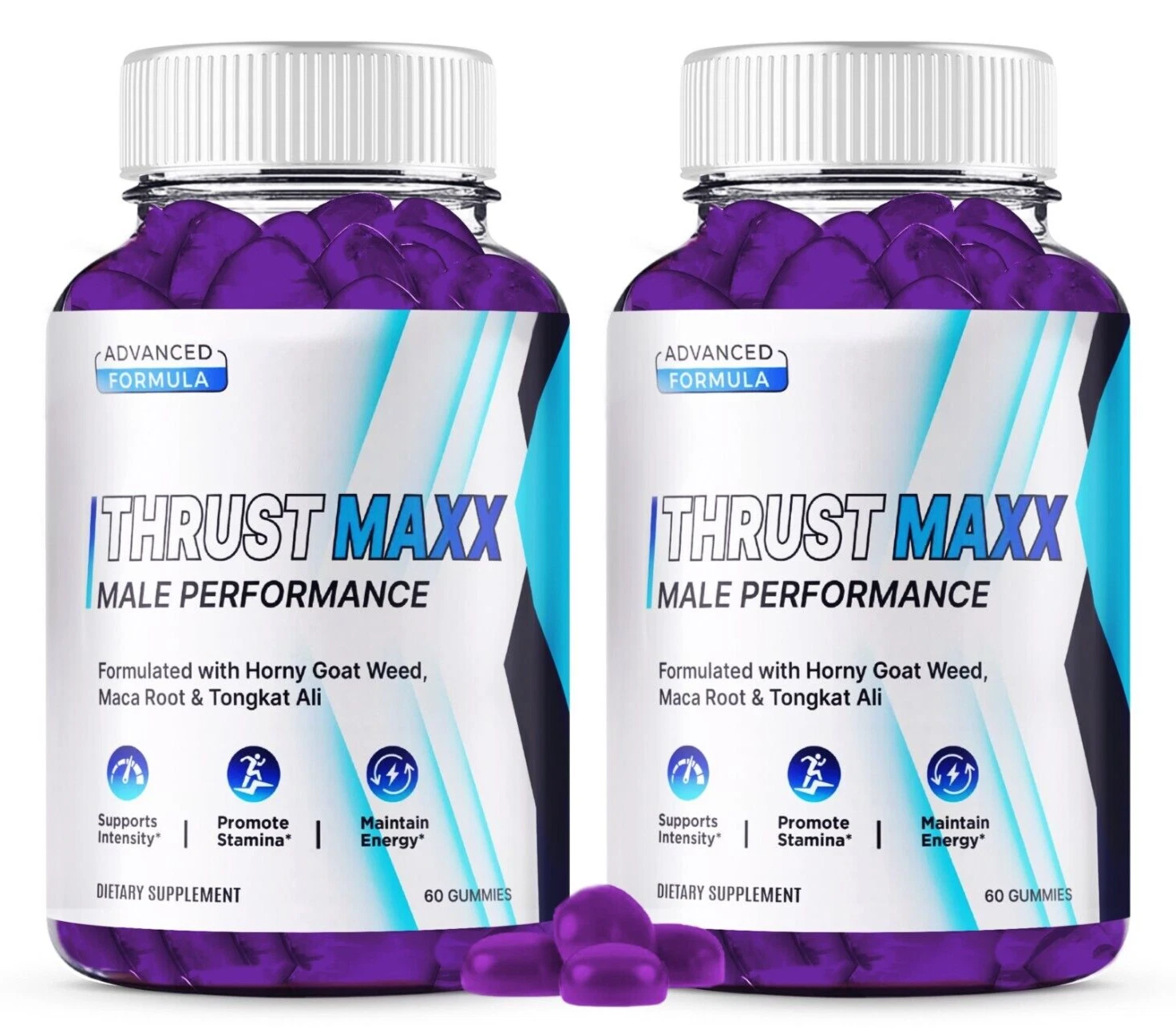 (Paquete de 2) Suplemento de rendimiento masculino Thrust Max, gomitas ThrustMax