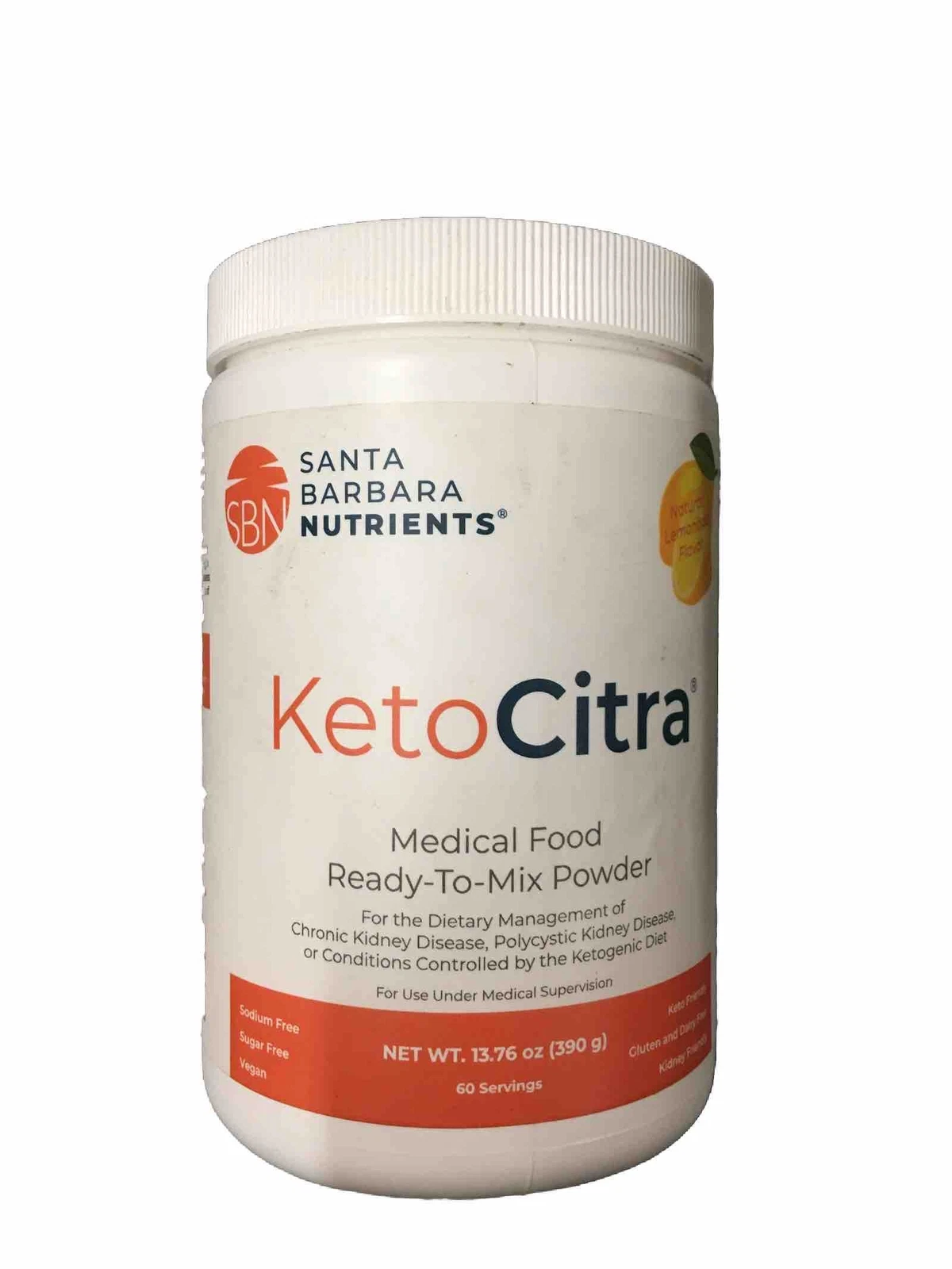 Keto Citrate Medical Food Powder Lemonade Flavor 13.76 oz NEW 60 Servings