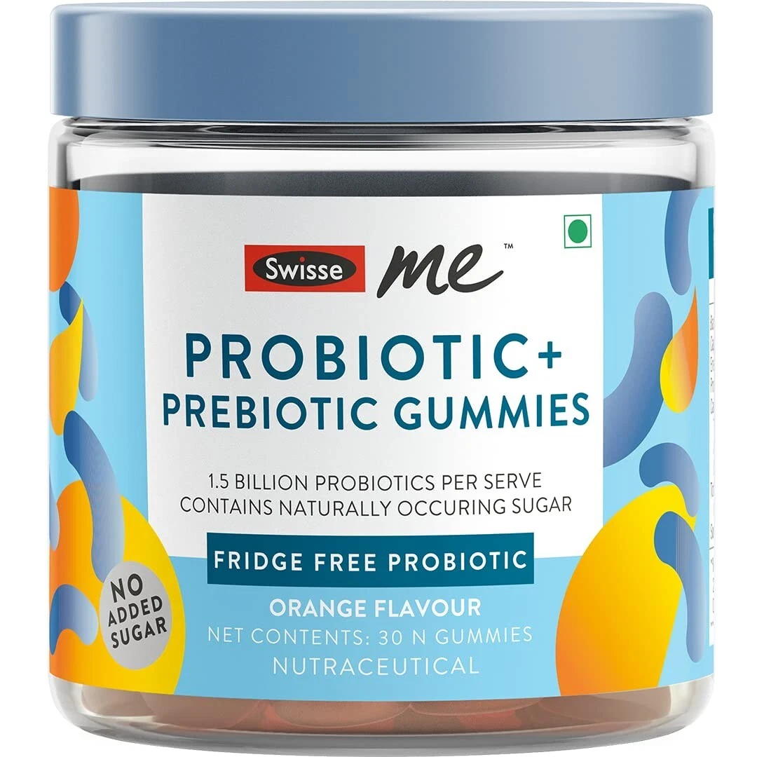 SwisseMe Probiotics Prebiotic Gummies - Probiotic Supplement - 30 Gummies