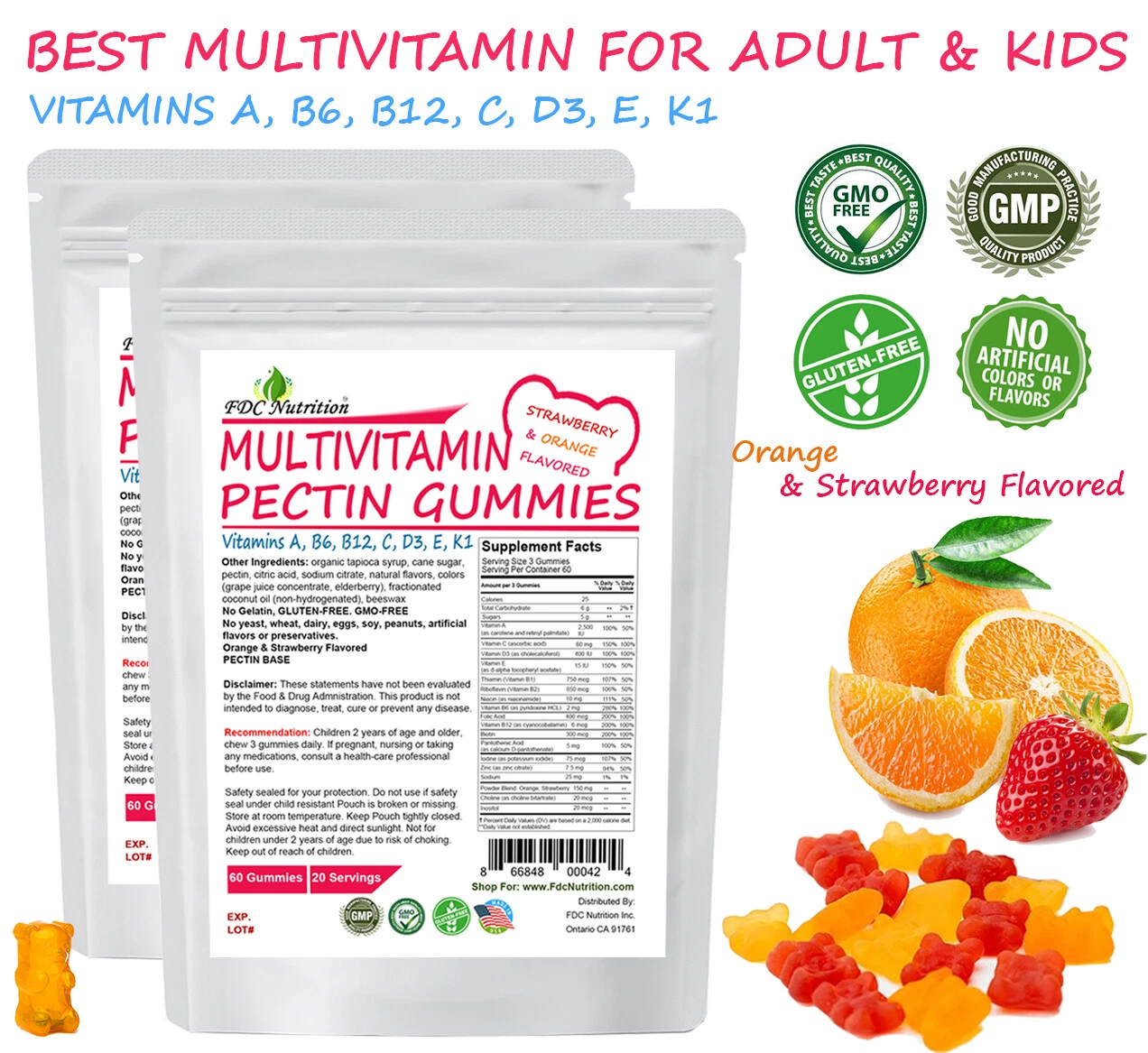Multivitamin Gummy For Adult and Kids -120 Count By FDC Nutrition