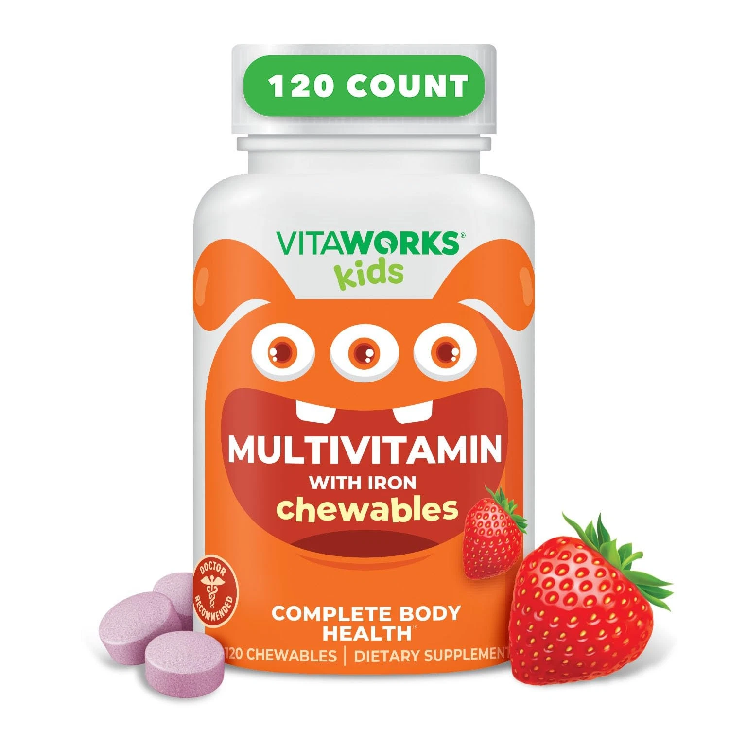 Kids Chewable Multivitamins with Iron & Minerals - Vegetarian Dietary Support