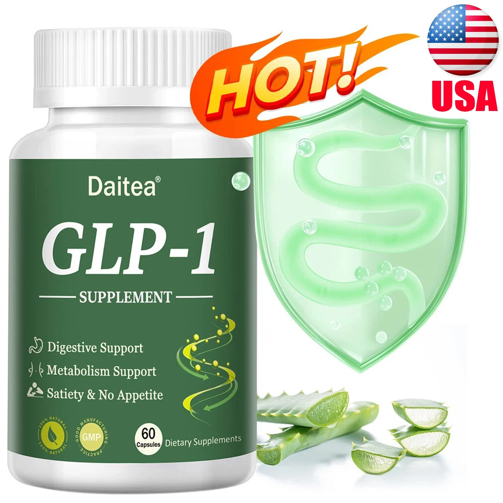 GLP-1 Supplement 60 Capsules Supports Digestive Metabolism Health No Appetite