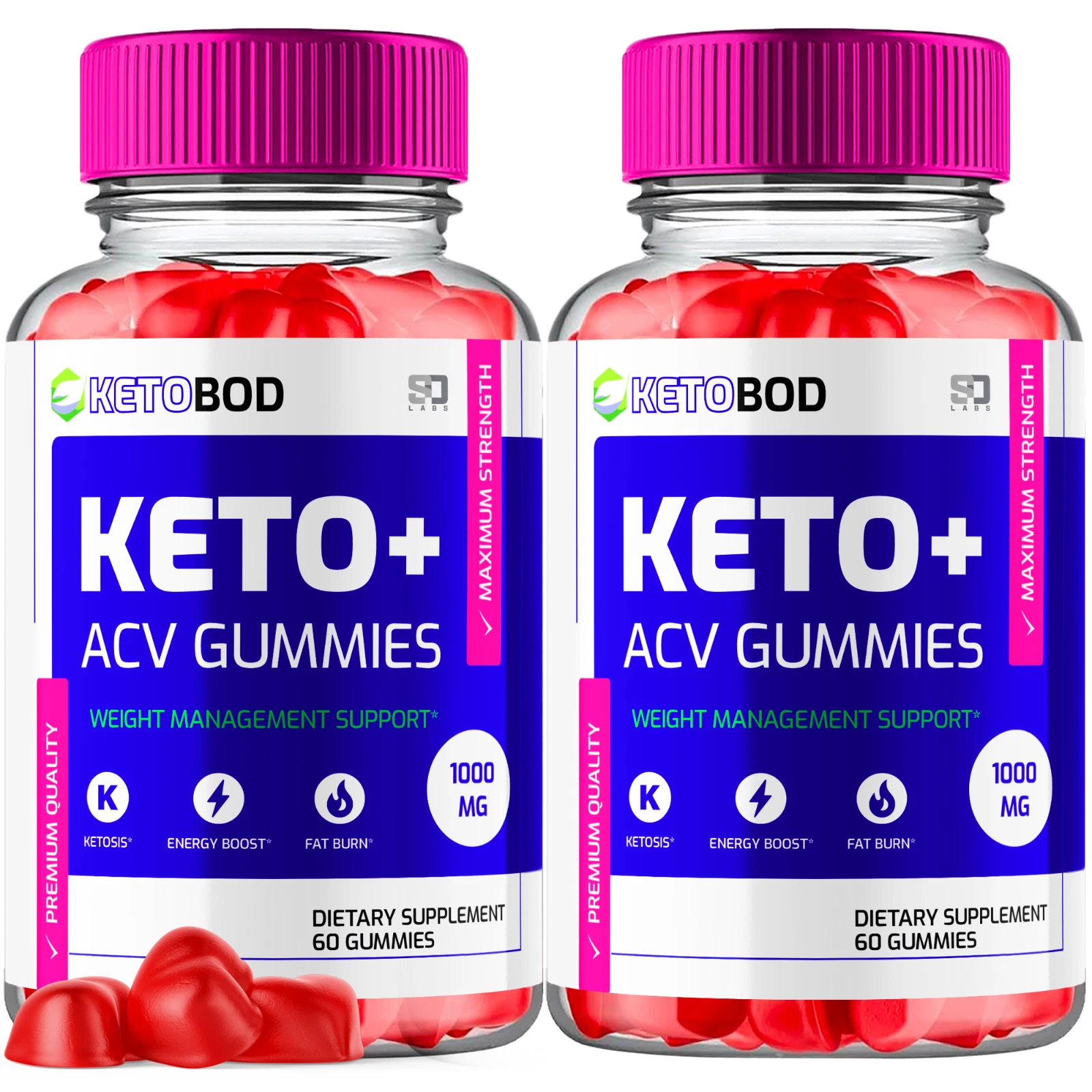 (2 Pack) Keto Bod Gummies, KetoBod ACV Gummies Weight Loss (120 Gummies)