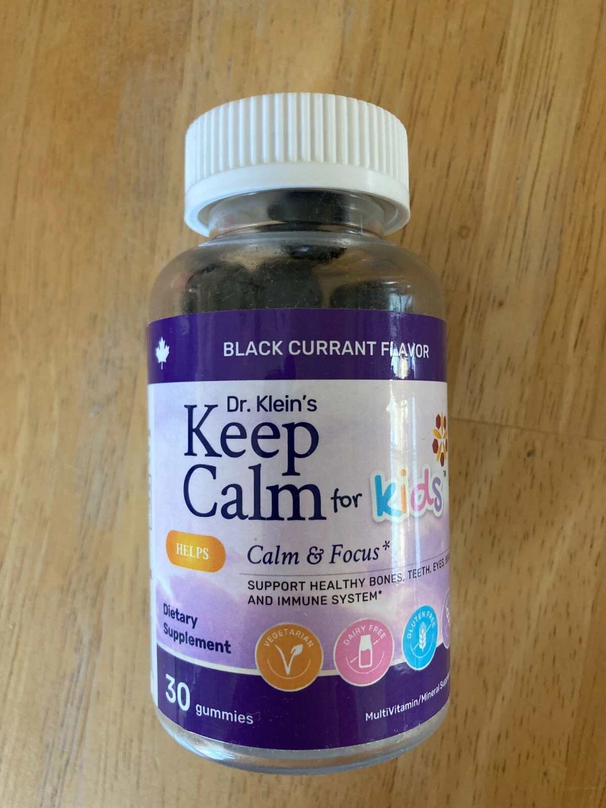 Dr. Klein Keep Calm Gummies for Kids. Grape Flavor Focus Relax Black Currant