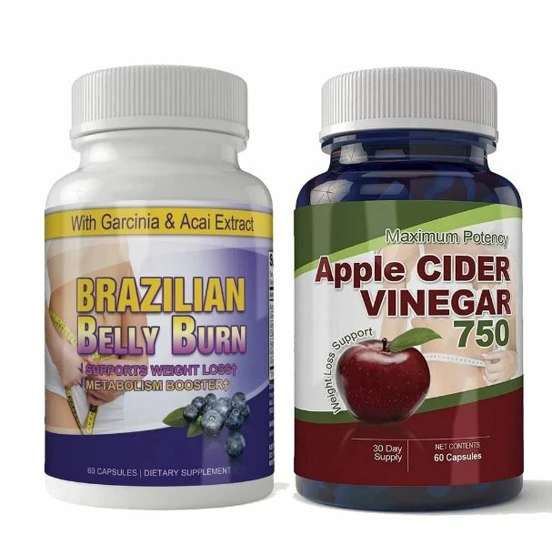 Apple Cider Vinegar Pills & Belly Fat Burn Weight Loss Caps Combo Free Shipping