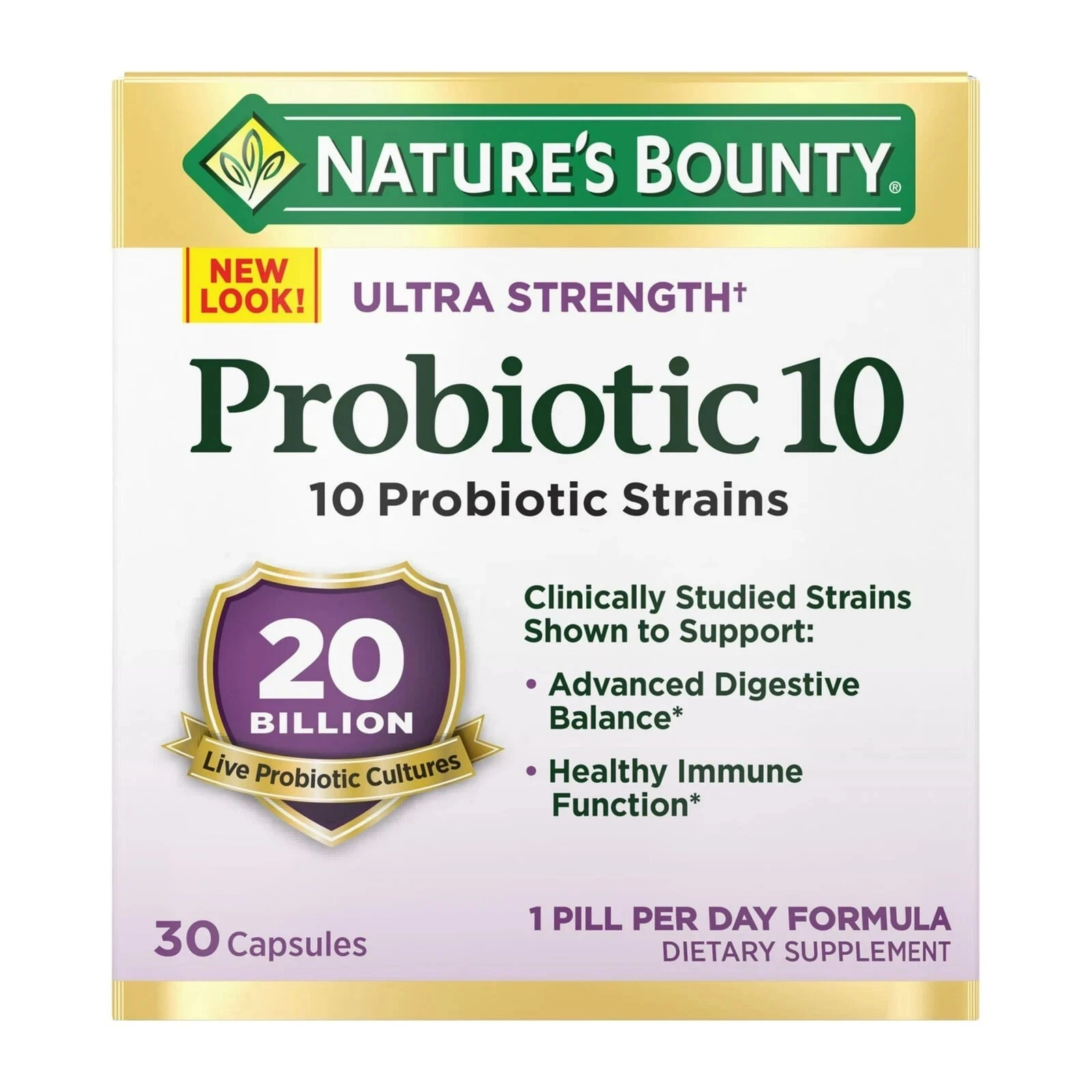 Nature's Bounty Ultra Strength Probiotic 10, 30 Capsules (1 Pack) EXP 11/26