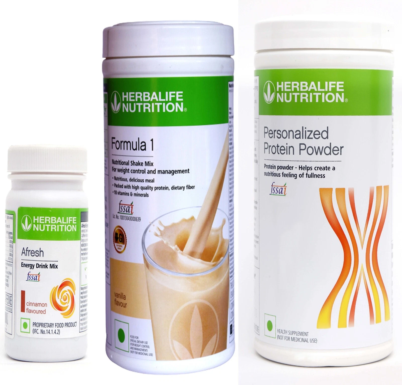 HERBALIFE FORMULA 1 FRENCH VANILLA,PROTEIN POWDER 400GM,AFRESH CINNAMON 33.51 OZ