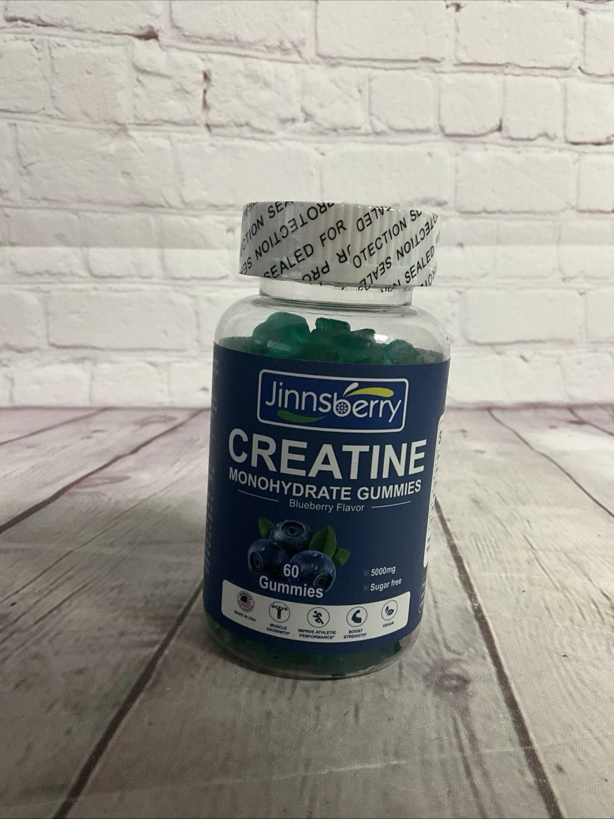Creatine Monohydrate Gummies 5000mg Blueberry Muscle Growth Supplement - 60 Ct