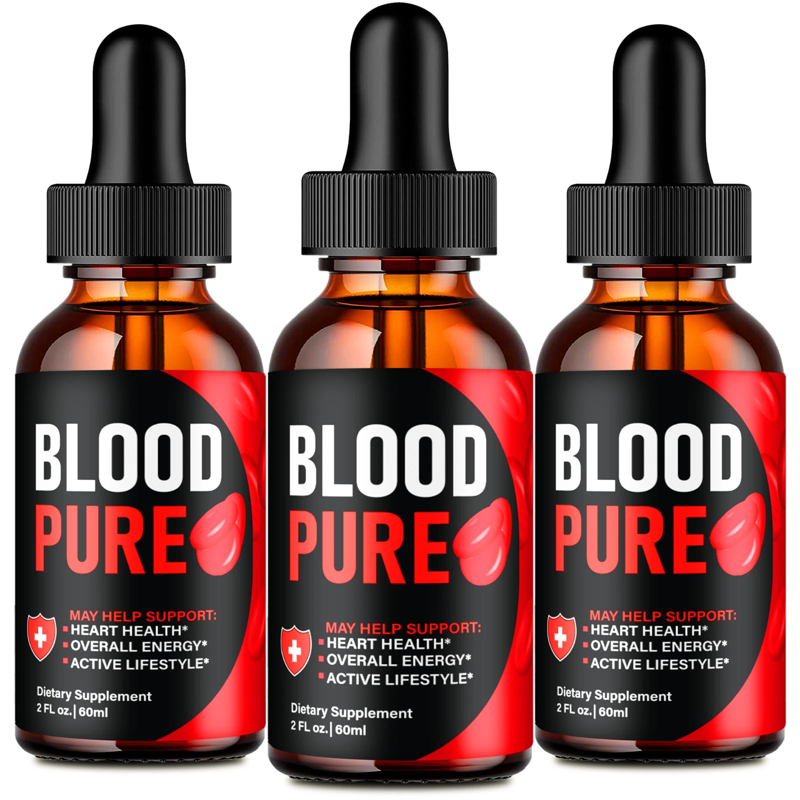 (3 Pack) Blood Pure Drops, BloodPure Advanced Blood Health Support Droppers