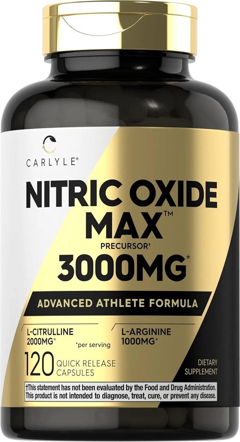 Nitric Oxide Supplement 3000mg 120 Caps Pre-Workout with L-Arginine L-Citrulline