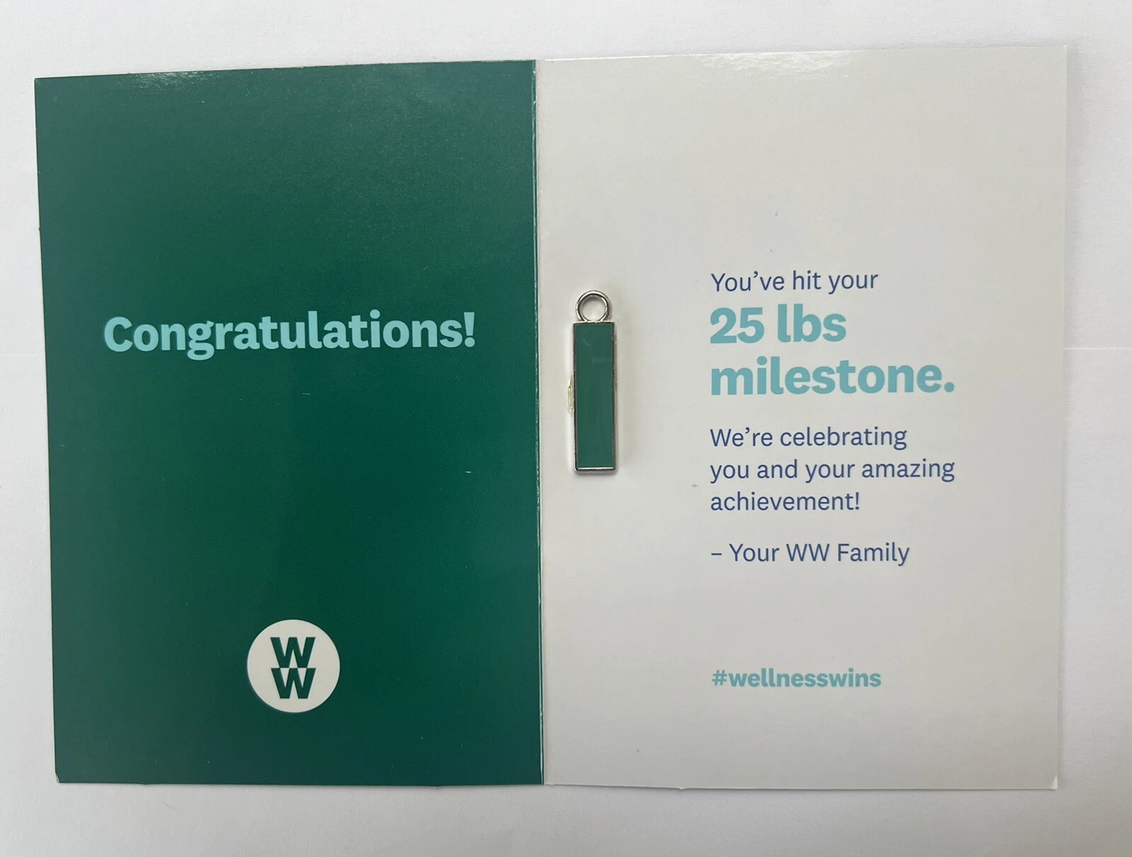 Weight Watchers 25 Lb milestone Keychain charm