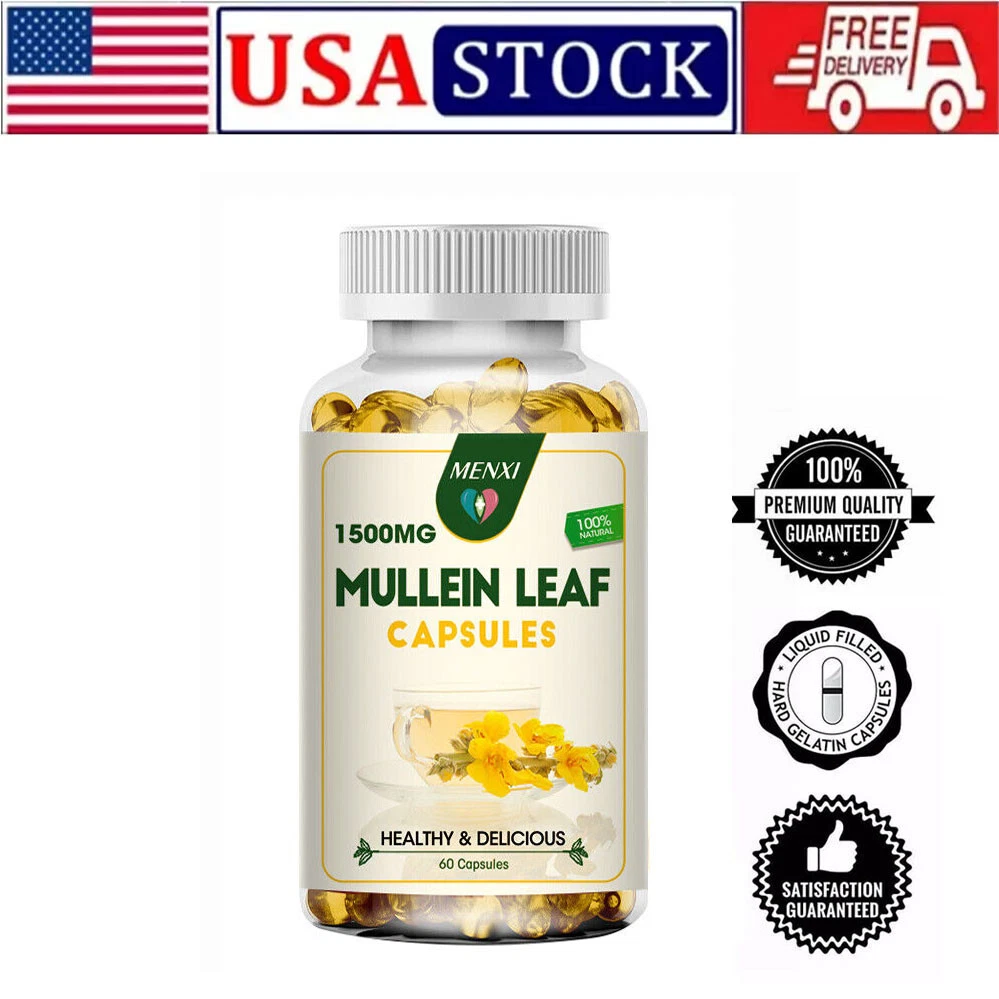 Mullein Leaf Capsules Herbal Supplement For Lung Cleansing Detox Capsule