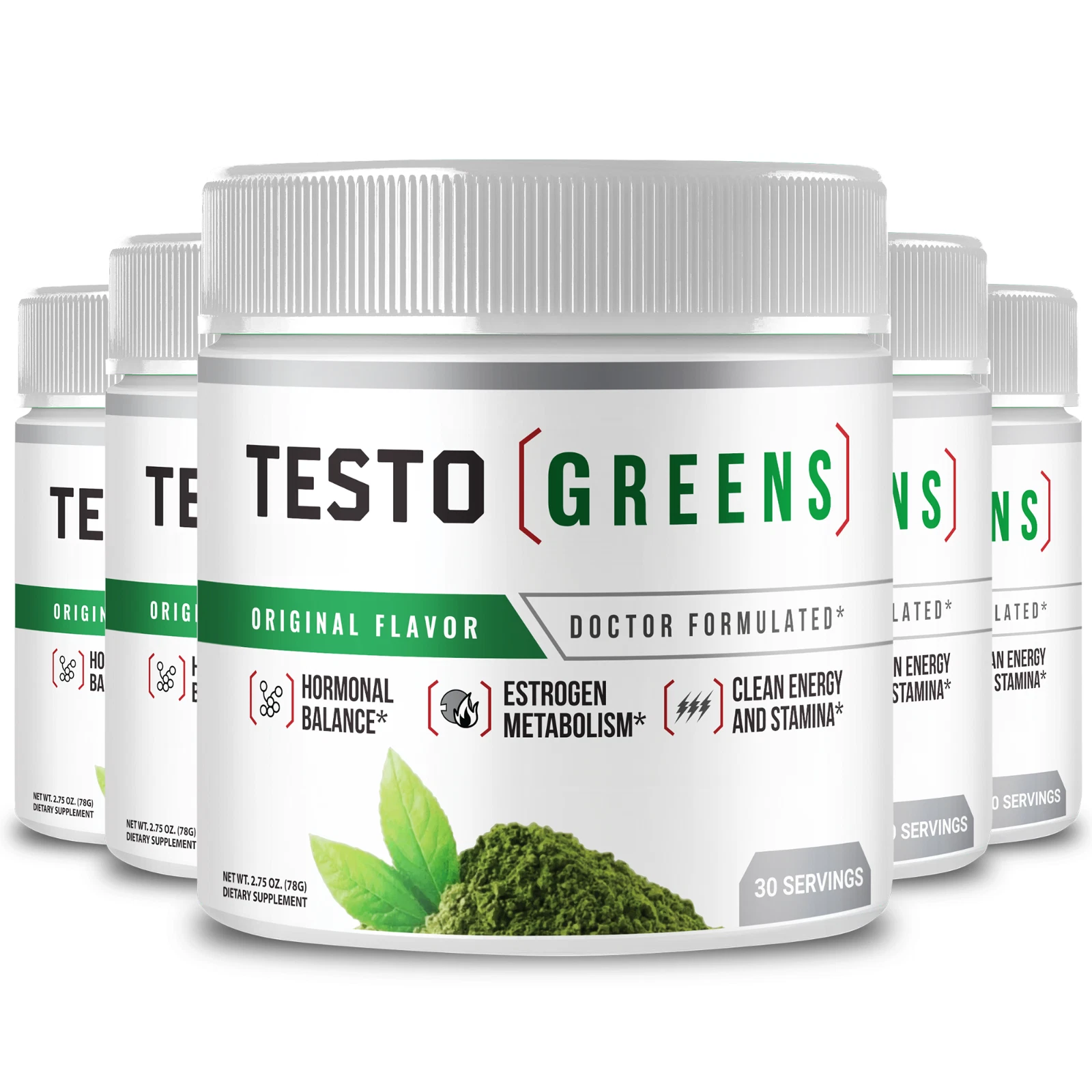 (5 Pack) TestoGreens Advanced Energy Support Supplement - Health Support Powder