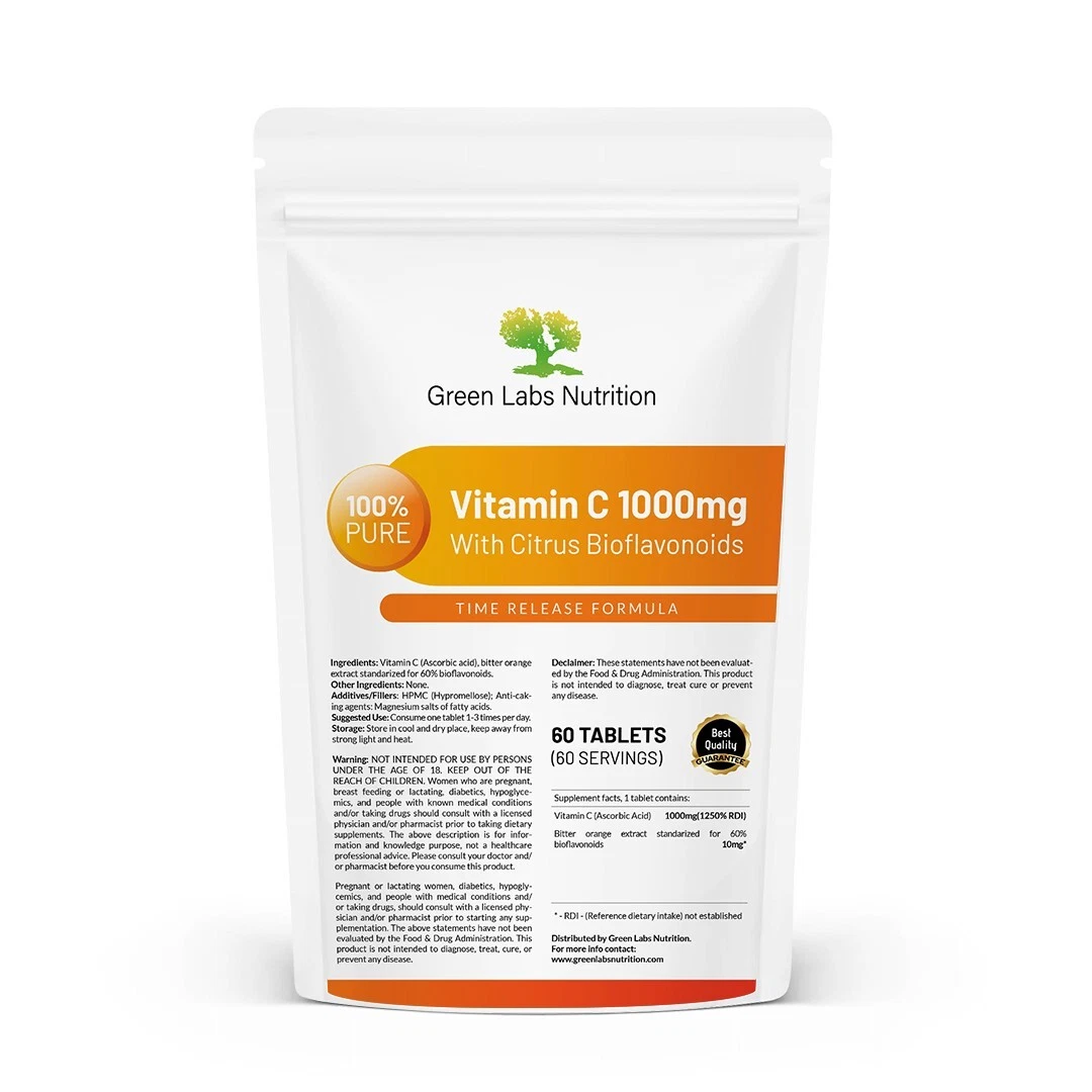 Vitamin C 1000mg + Citrus Bioflavonoids Tab – Time Release, Immune & Antioxidant