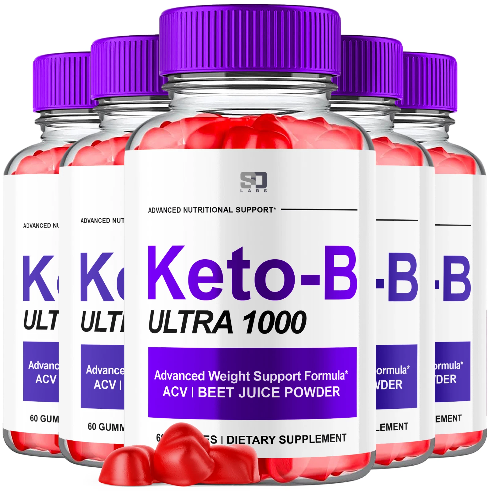 Keto-B Advanced ACV Weight Loss Gummies for Fat Burning and Energy (5 Pack)