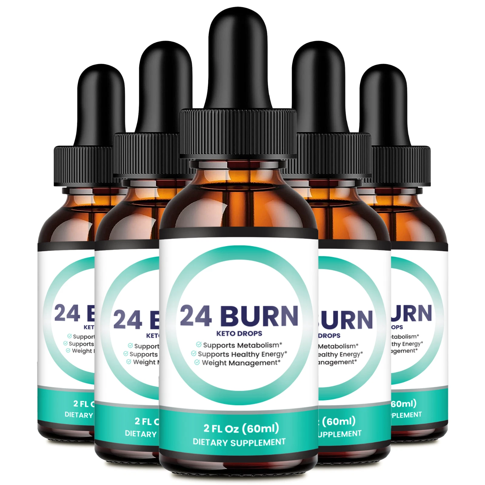 (5 Pack) 24 Burn Keto Drops Advanced Weight Loss Formula - Natural Energy Boost