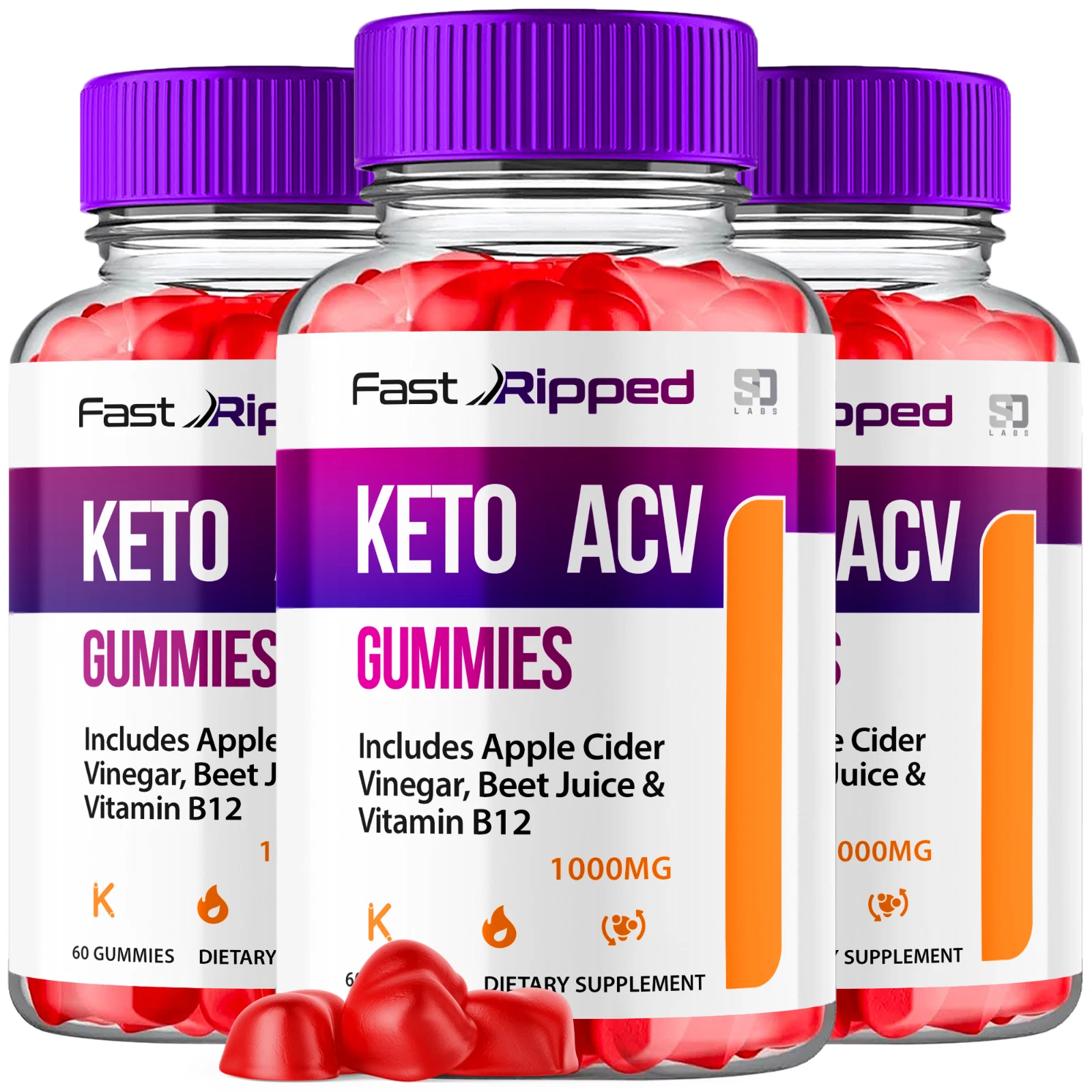 (3 Pack) Fast Ripped Keto, Fast Ripped ACV Gummies Weight Loss (180 Gummies)