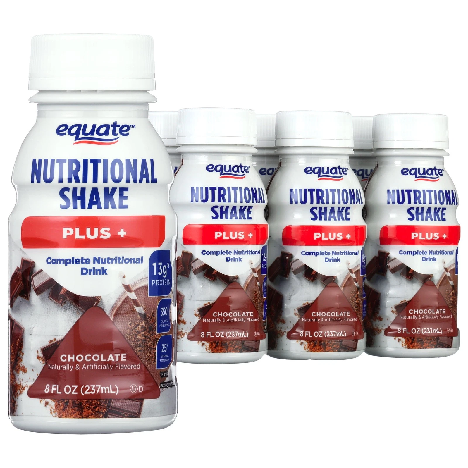 Equate Complete Nutritional Plus Protein Drink, Chocolate Shake, 8 fl oz, 6 Ct