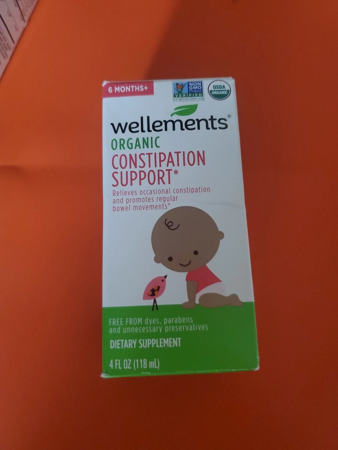 Wellements Organic Constipation Support, 6 months+, 4 fl oz, Exp 02/26