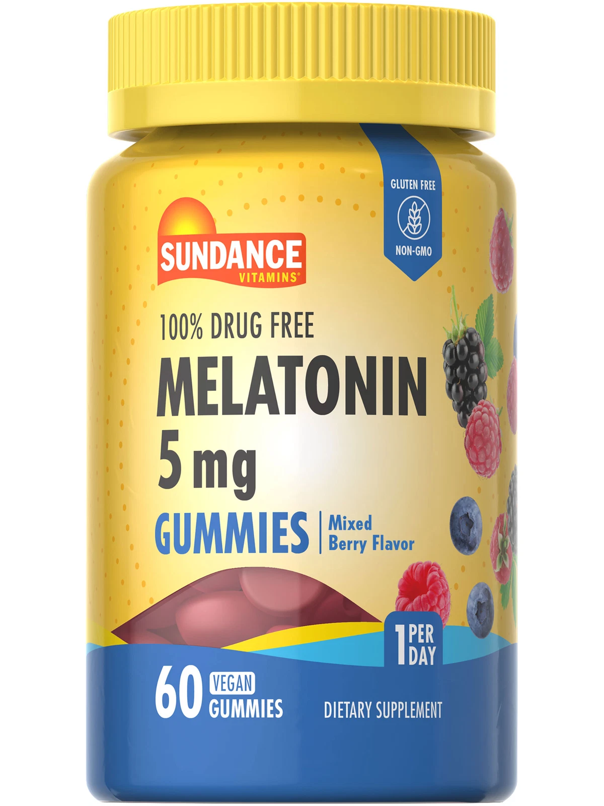 Melatonin Gummies 5mg | 60 Count | Vegan Mixed Berry Flavor | by Sundance