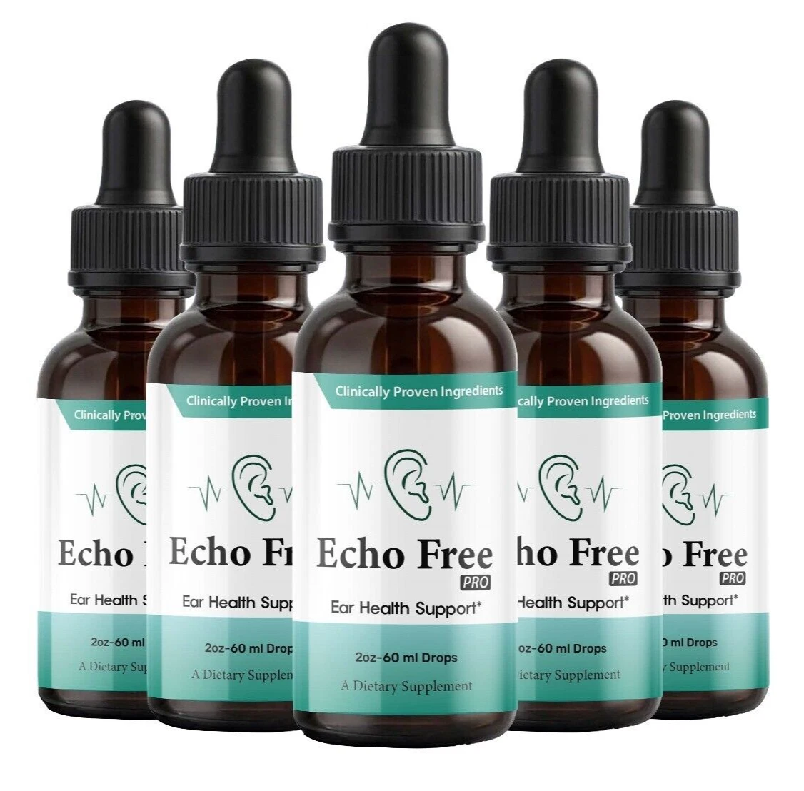 (5 Pack) Echo Free Pro Healthy Ear Support – Echo Free Pro Liquid Drops