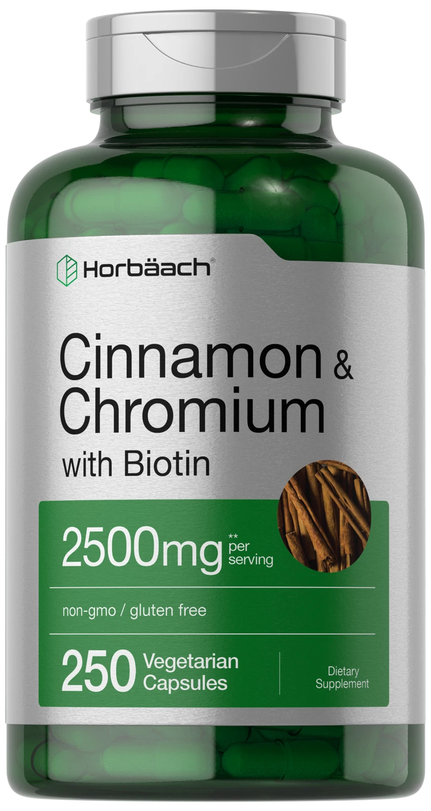 Cinnamon Capsules 2500mg | 250 Count | with Chromium & Biotin | by Horbaach