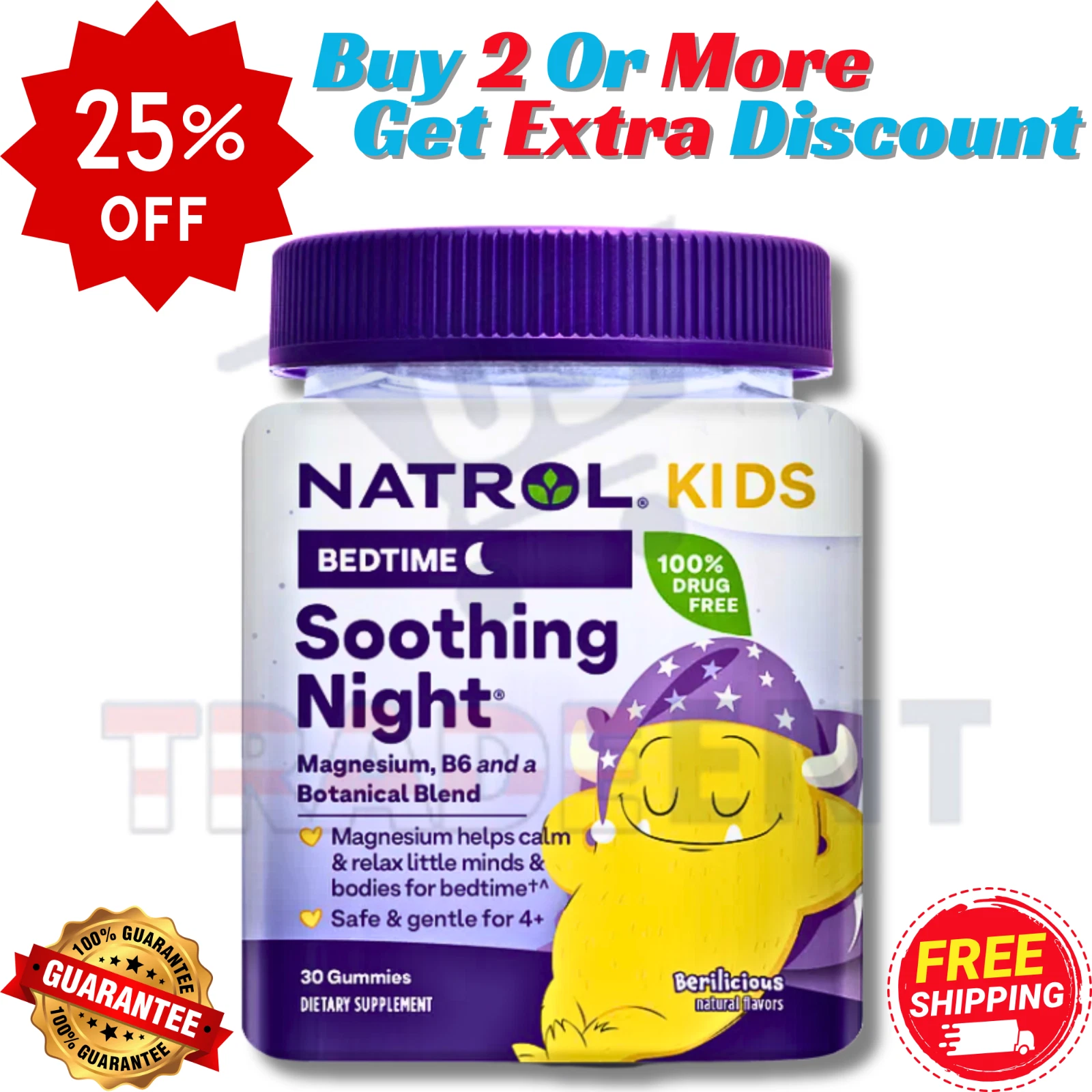 Gominolas Natrol Kids calmantes nocturnas sin melatonina bayas 30 unidades