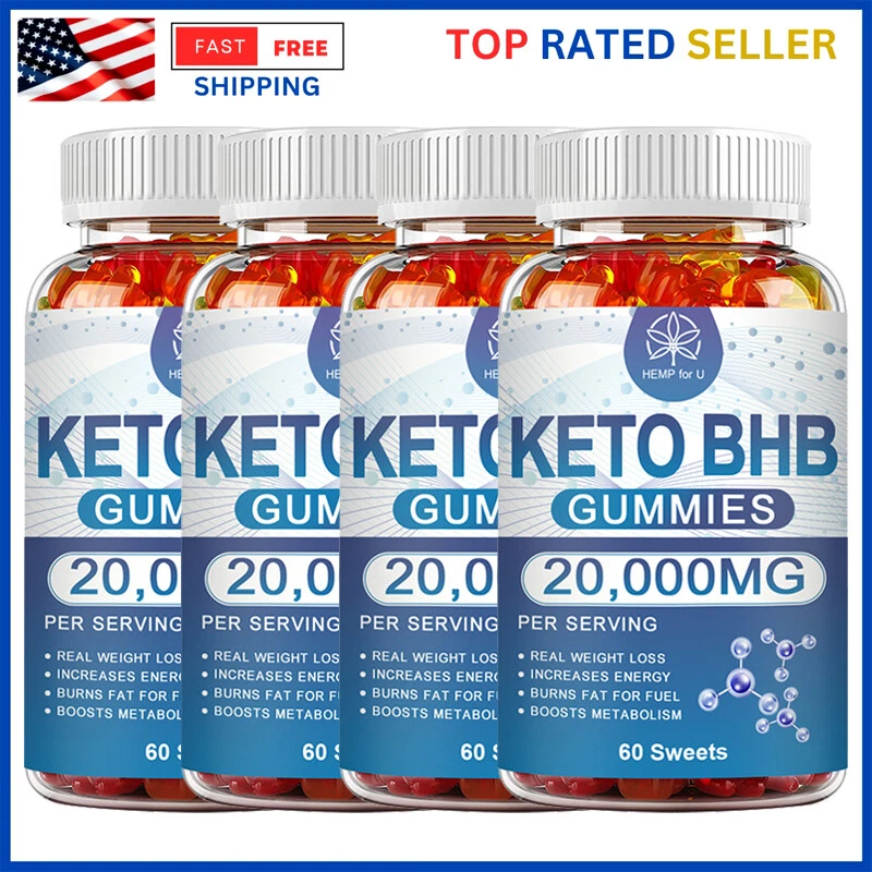 20000MG Keto BHB Gummies Apple Cider Vinegar ACV Weight Loss Fat Burner 60 Gummy