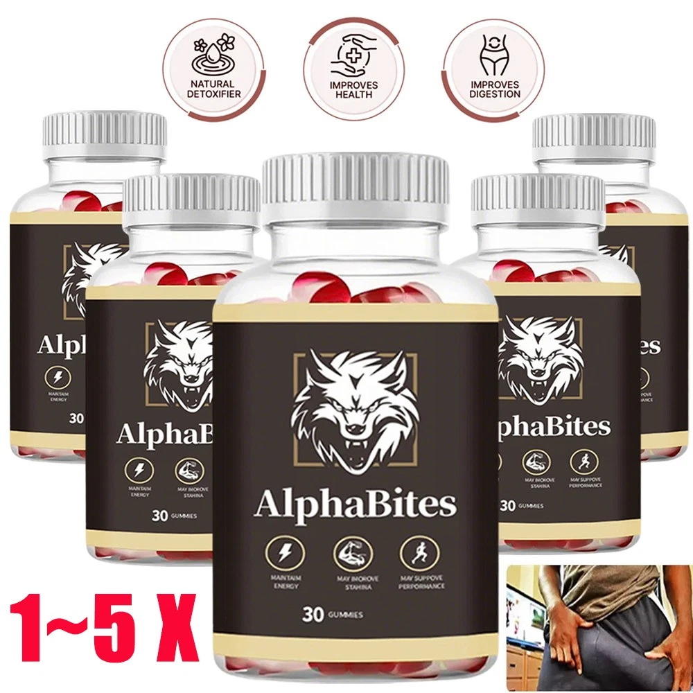 1-5PK Alpha Bites Male Enhancement Gummies Promote Muscle Growth Energy Stamina