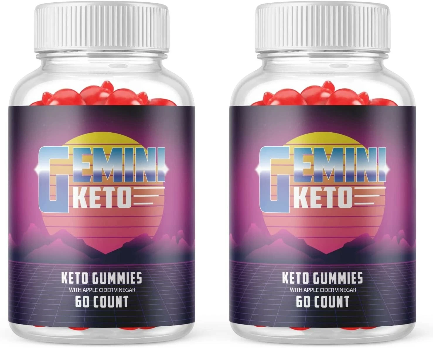 2-Gemini Keto ACV Gummies, Weight Loss, Fat Burner, Appetite Suppressant