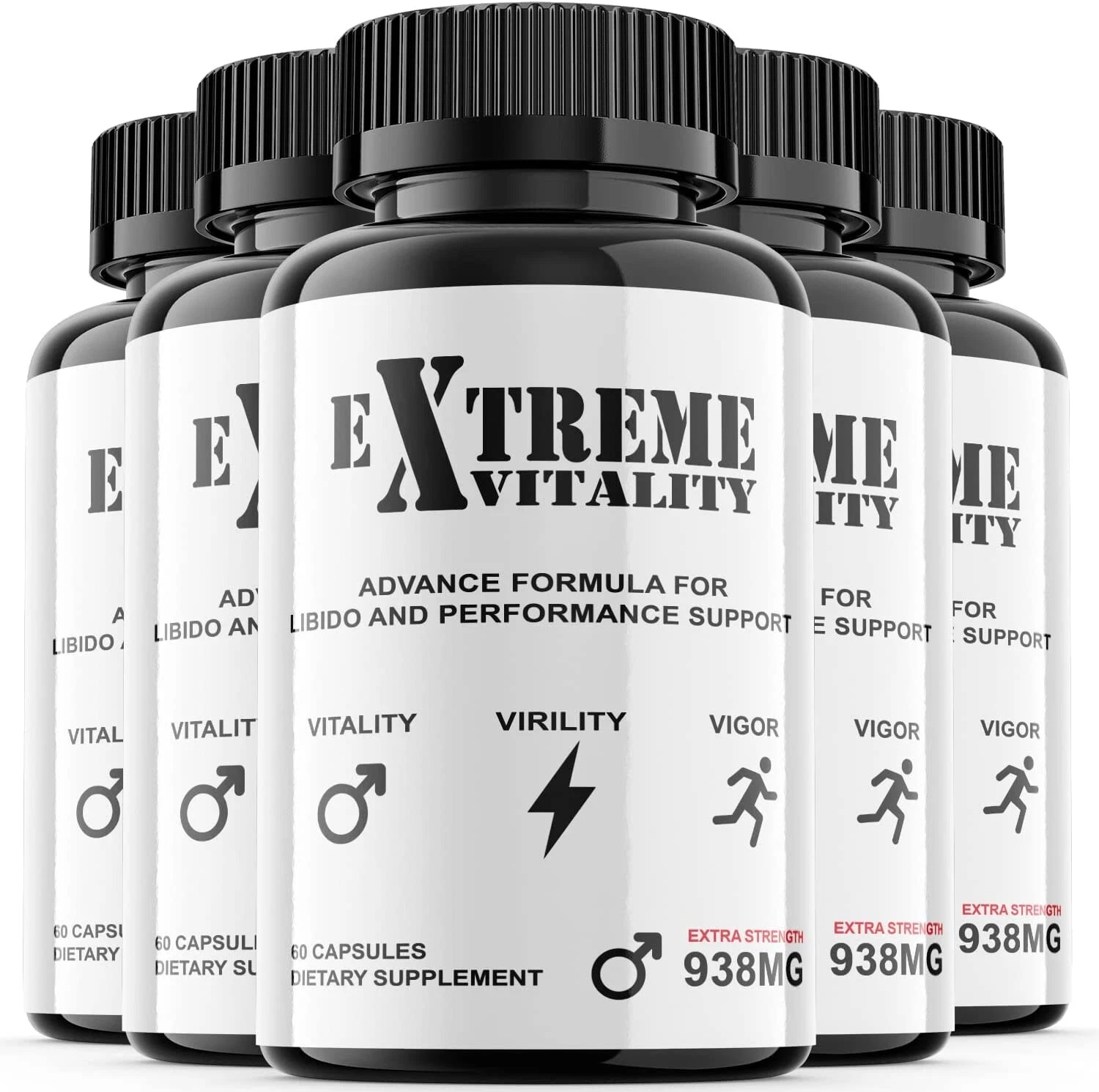 5 Pack - Extreme Vitality - Male Vitality Pills - 300 Capsules