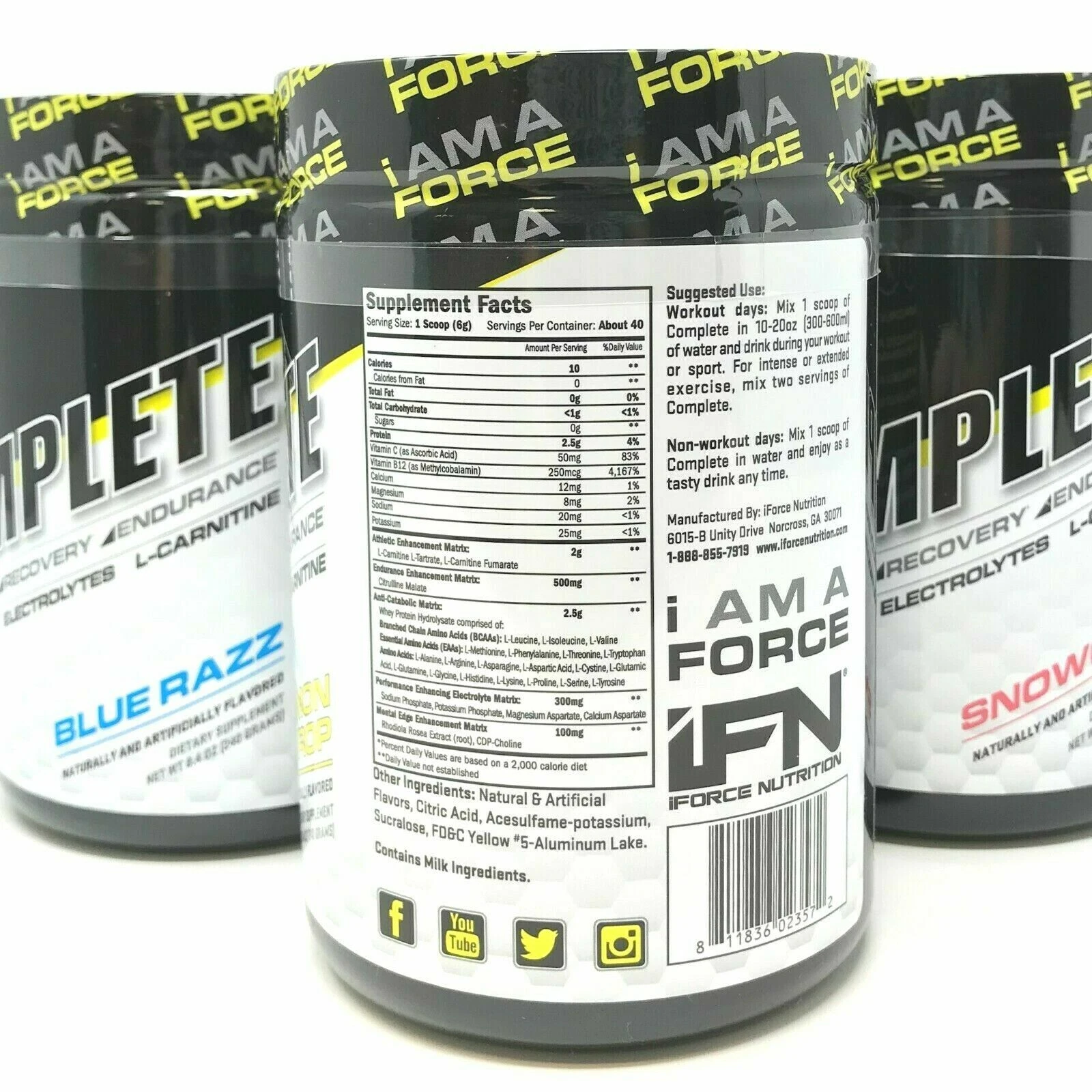 IFN IFORCE NUTRITION COMPLETE BCAAs EAAs Electrolytes L-Carnitine 40 Servings
