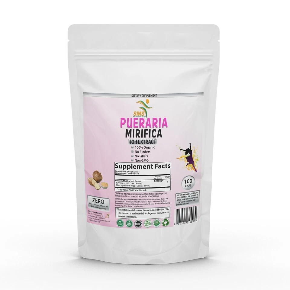 Pueraria Mirifica Herb Pure Organic Herbal 500 mg Kwao Krua Kao 100 Capsules