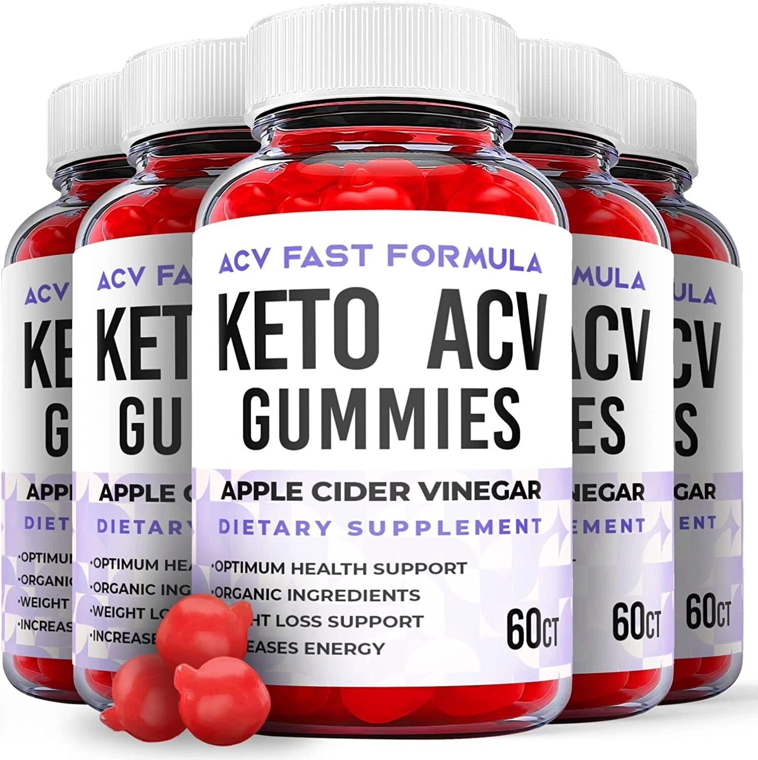 5 Pack - ACV Fast Formula Keto Gummies - Vegan, Weight Loss Supplement-300 Gums